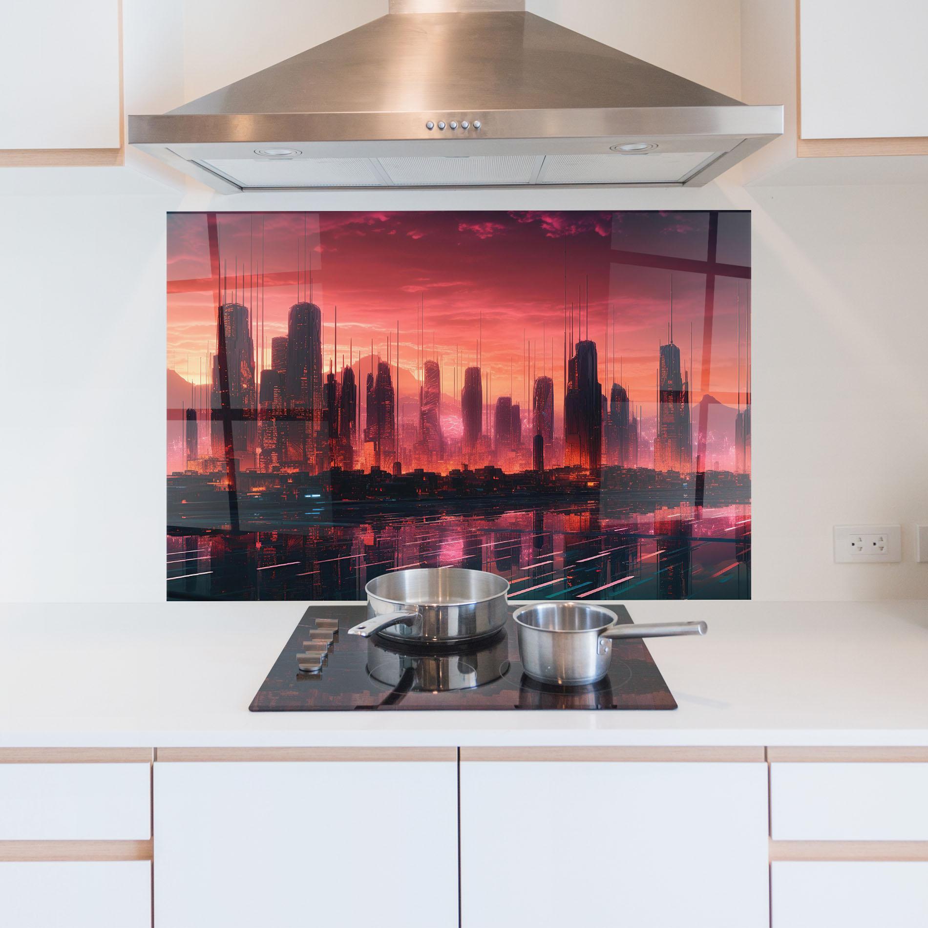 Panou Sticla Bucatarie Cityscape Tower mockup 5