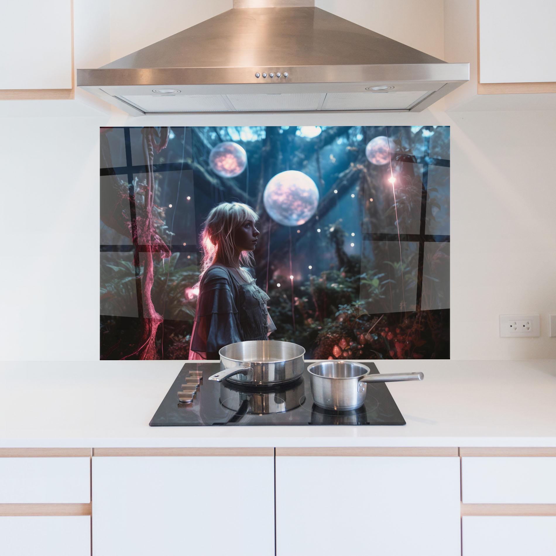 Panou Sticla Bucatarie Glowing Balls Floating mockup 5