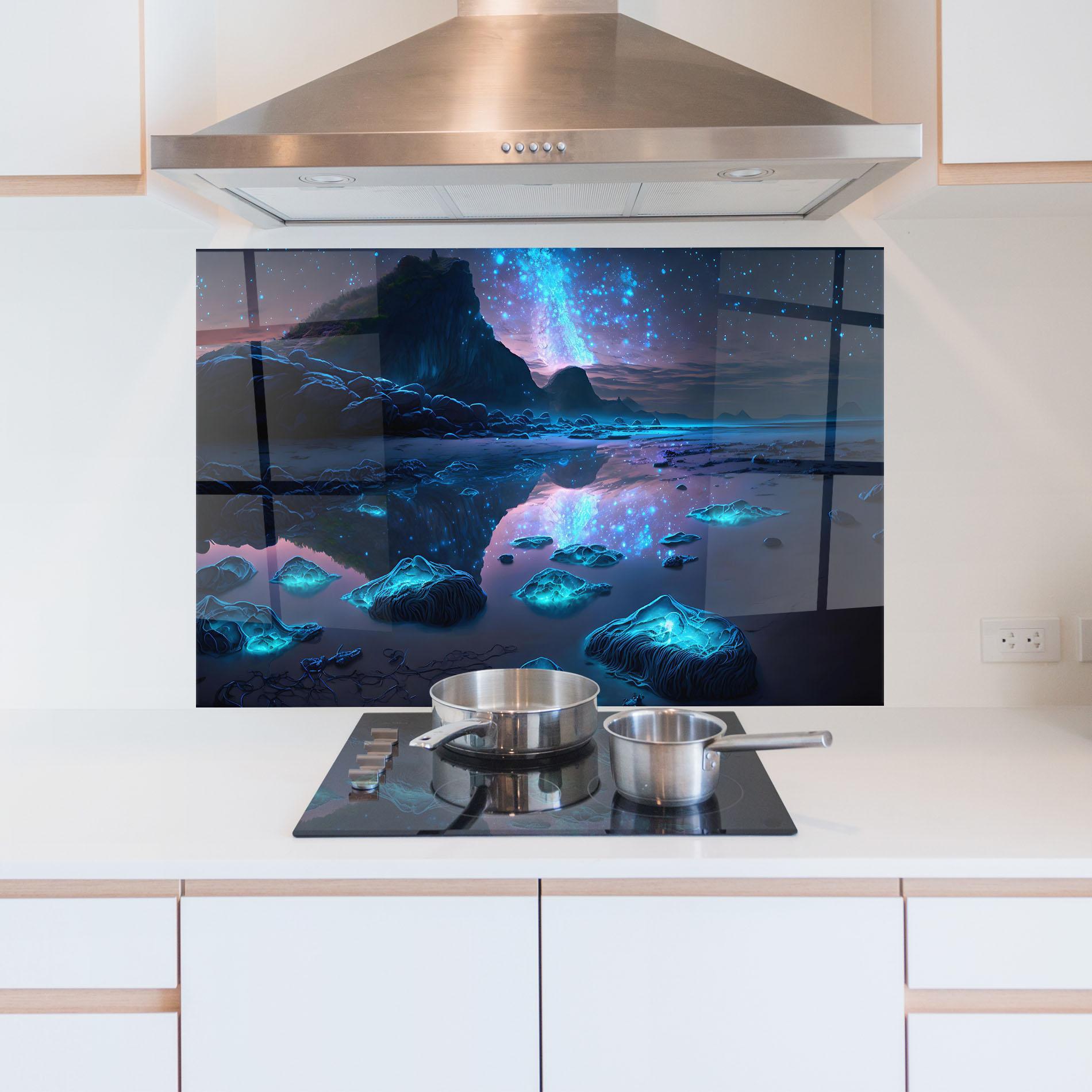 Panou Sticla Bucatarie Glowing Fantasy World mockup 5