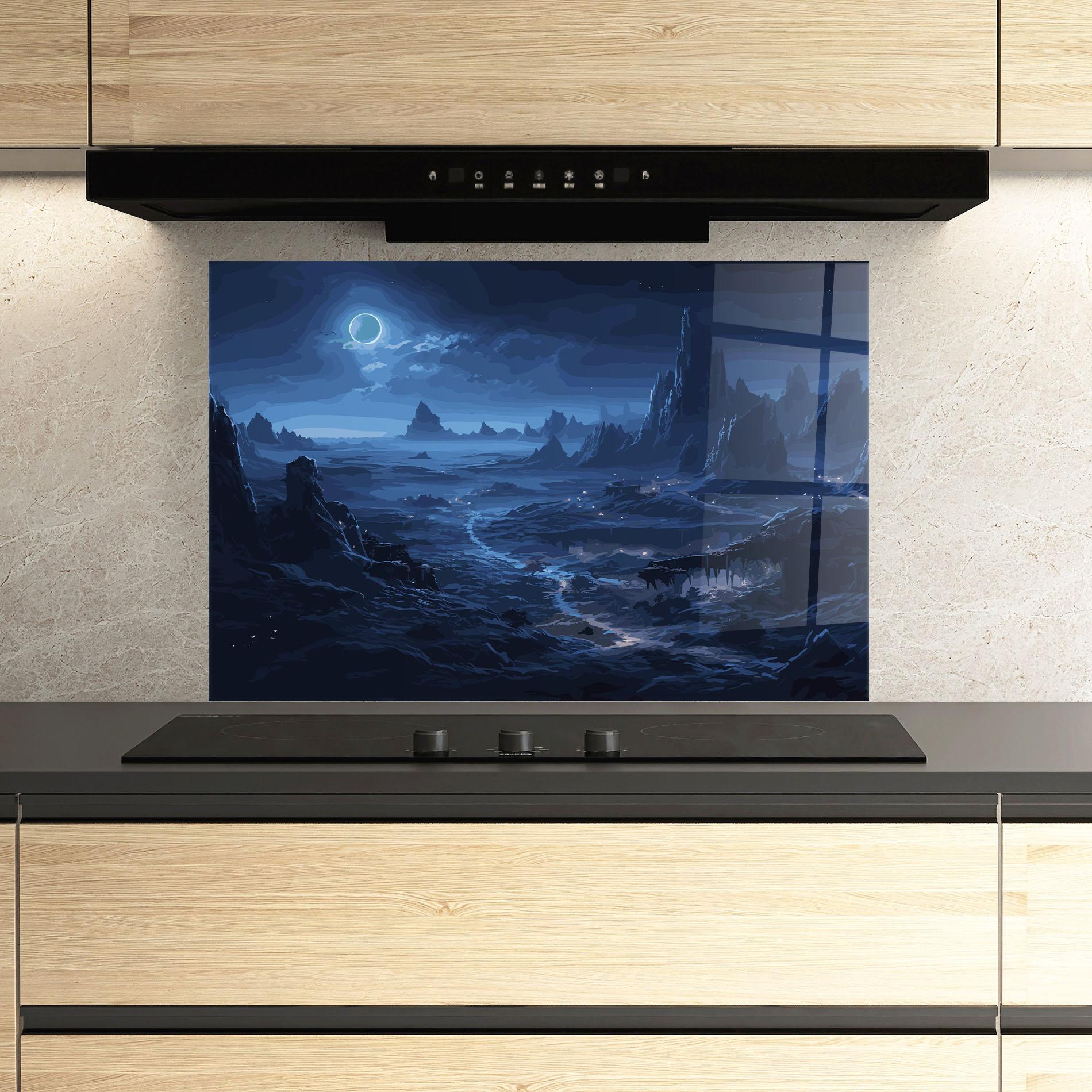 Panou Sticla Bucatarie Blue Art World mockup 3