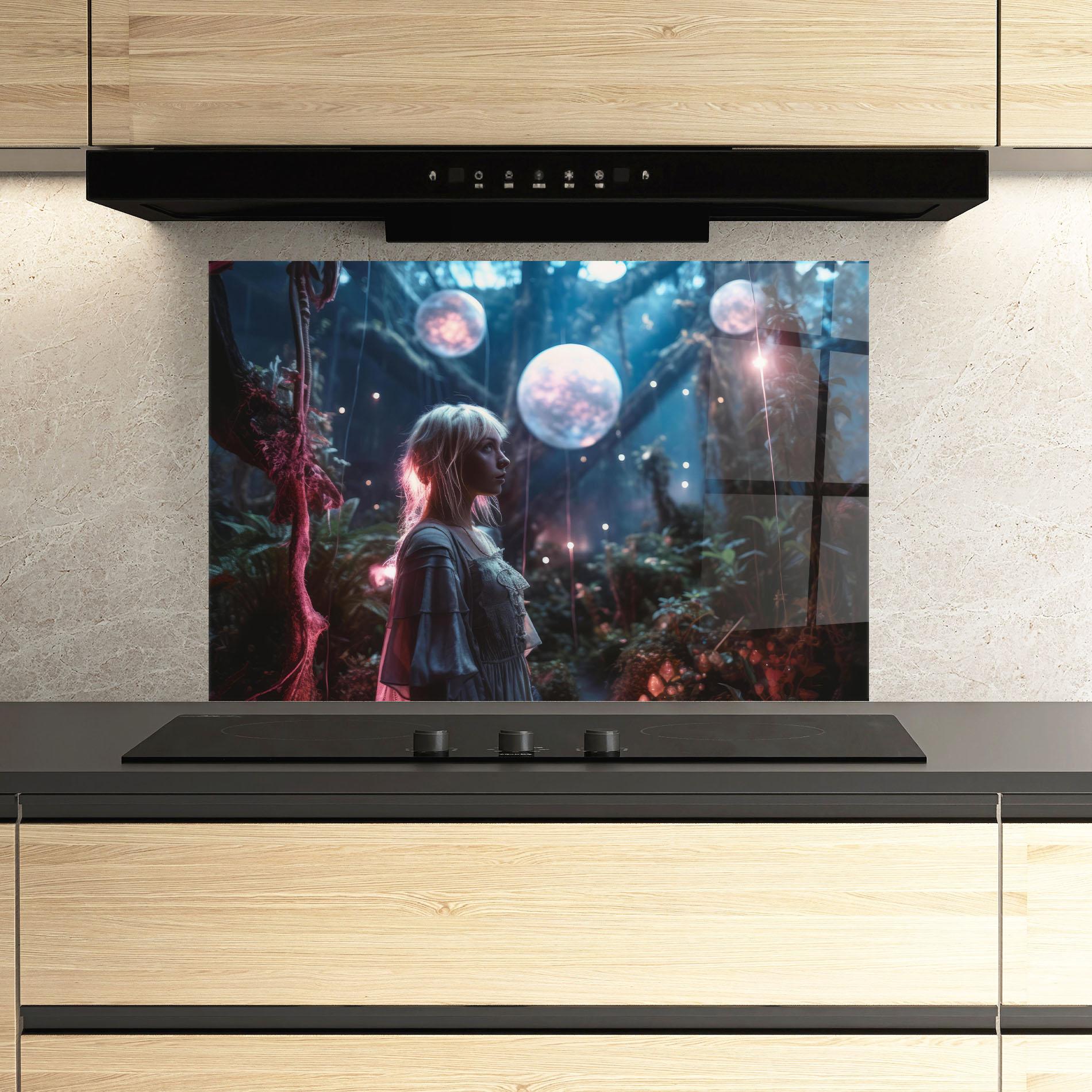 Panou Sticla Bucatarie Glowing Balls Floating mockup 3