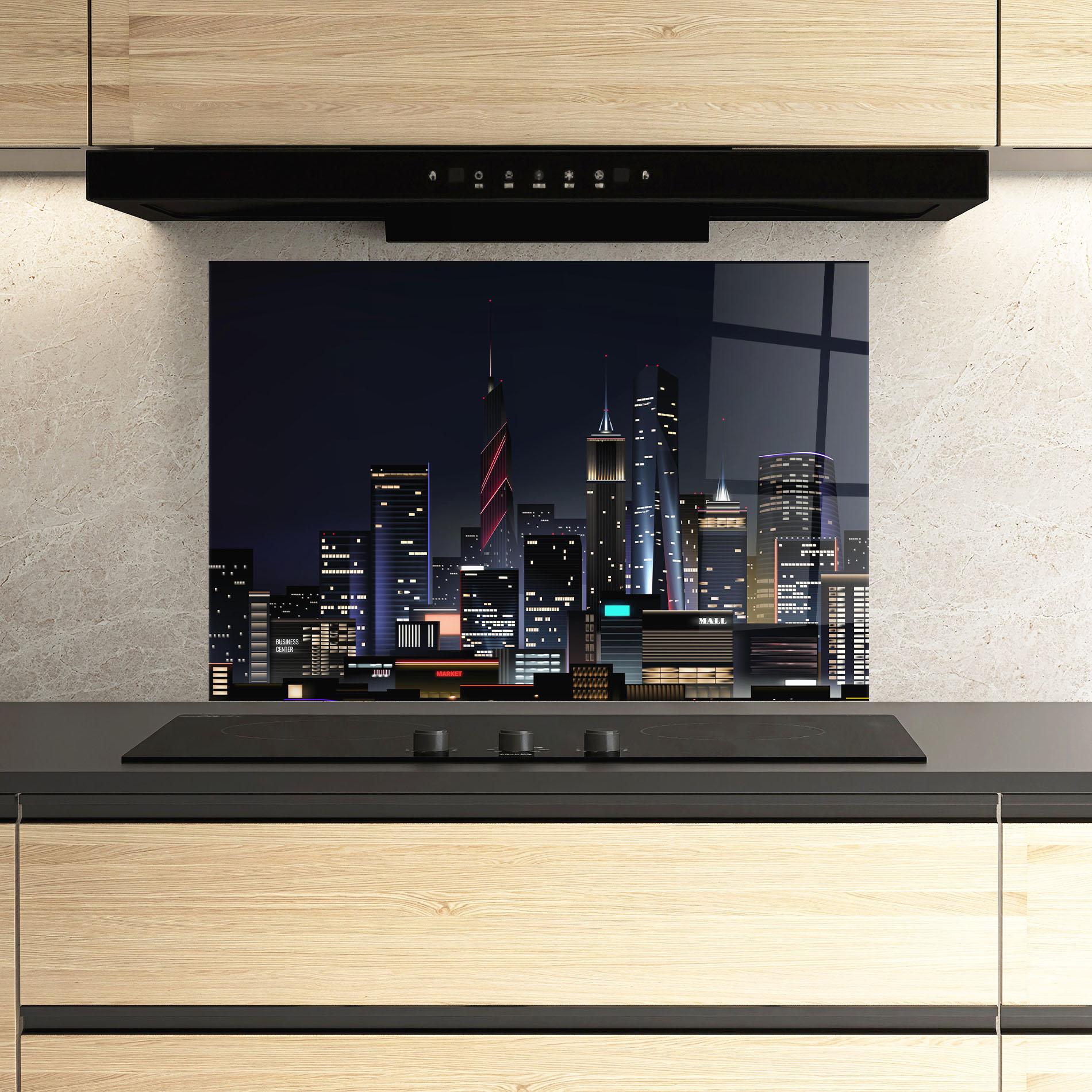 Panou Sticla Bucatarie Night City mockup 3