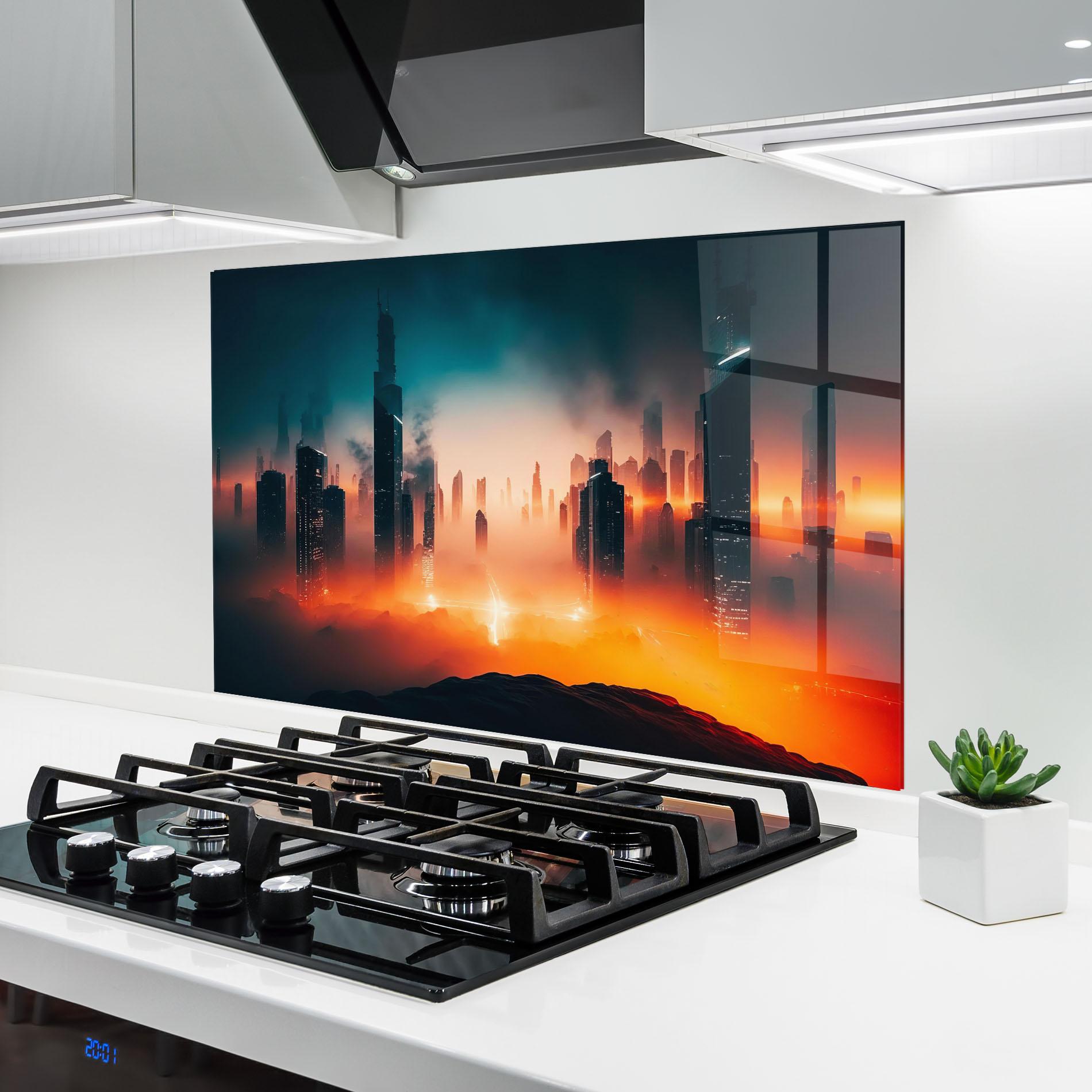 Panou Sticla Bucatarie City S Skyline mockup 6