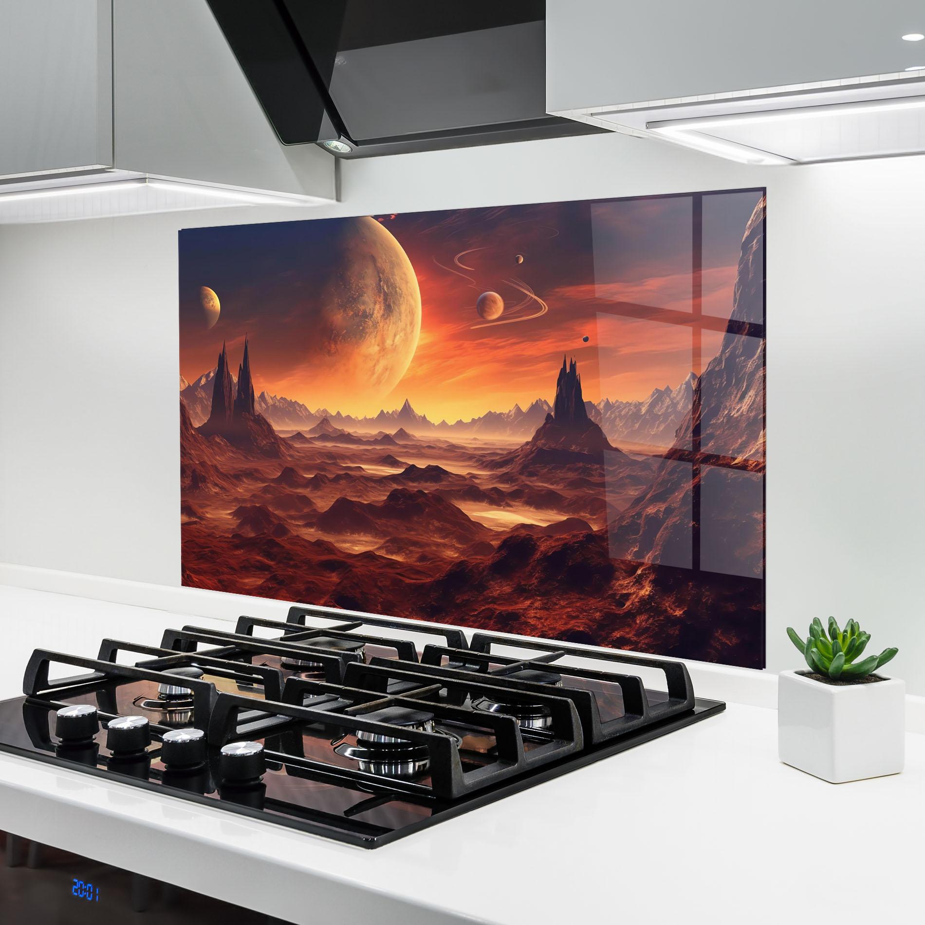 Panou Sticla Bucatarie Fiery Orange Sunset mockup 6