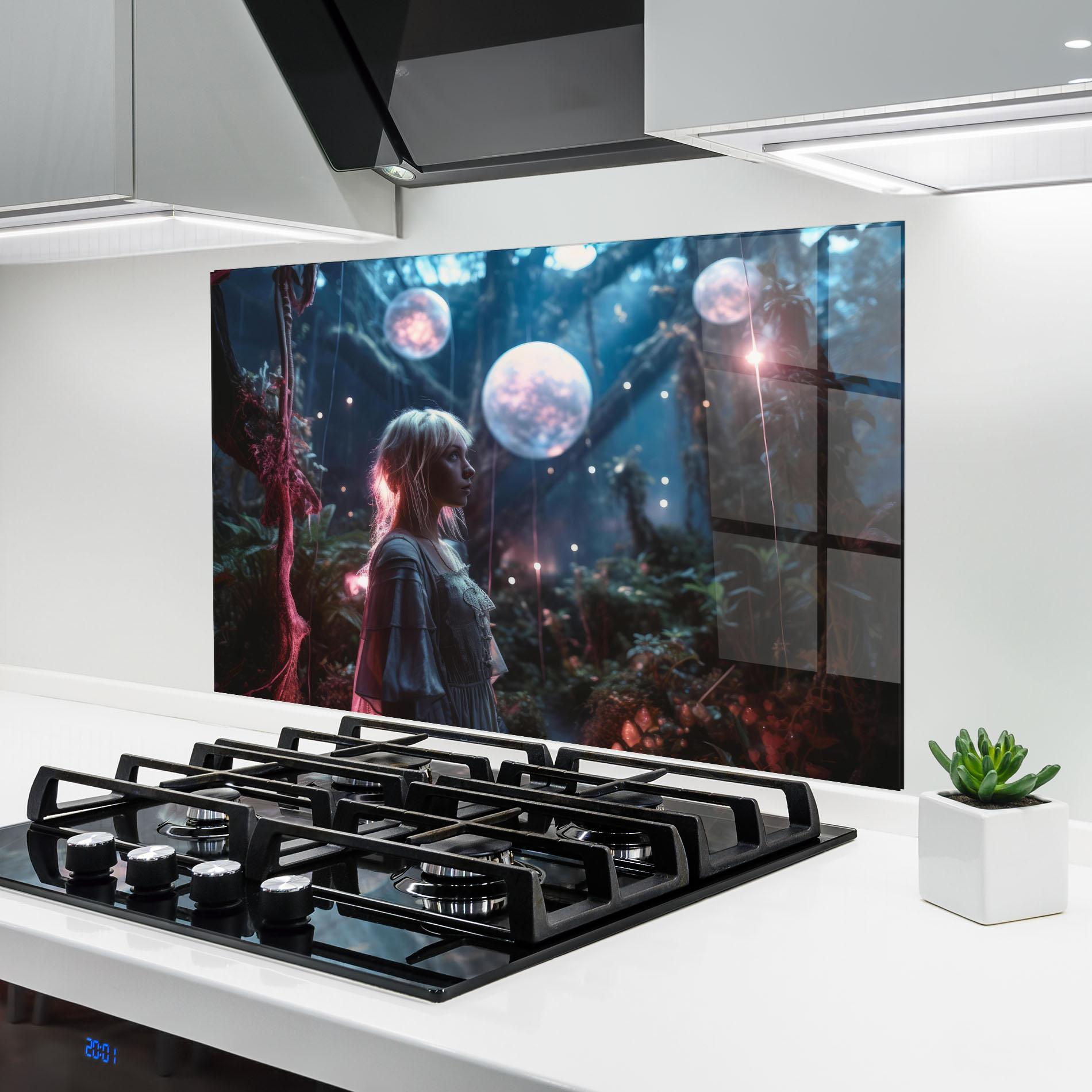 Panou Sticla Bucatarie Glowing Balls Floating mockup 6