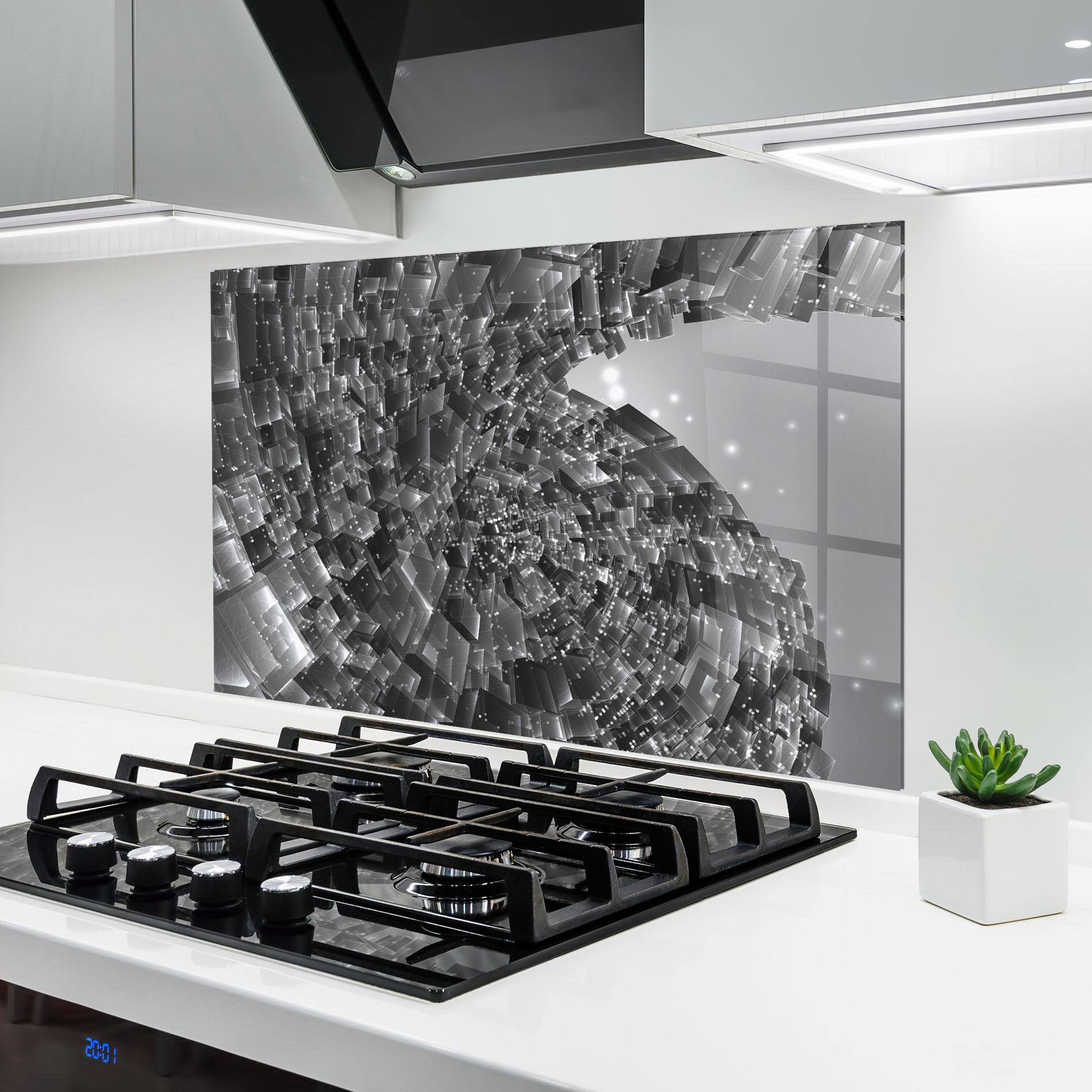 Panou Sticla Bucatarie Grey Shape View mockup 6