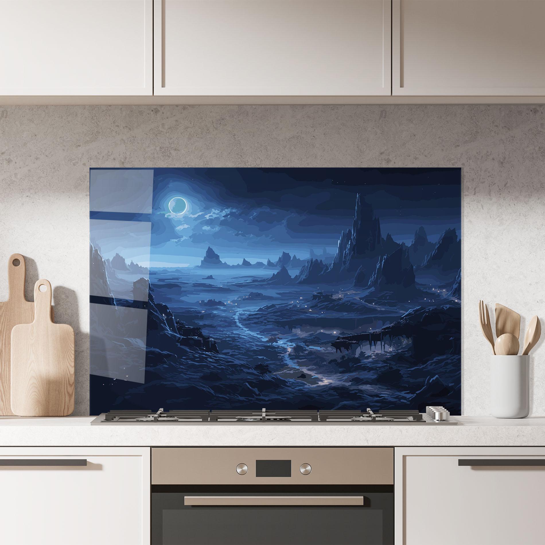 Panou Sticla Bucatarie Blue Art World mockup 7