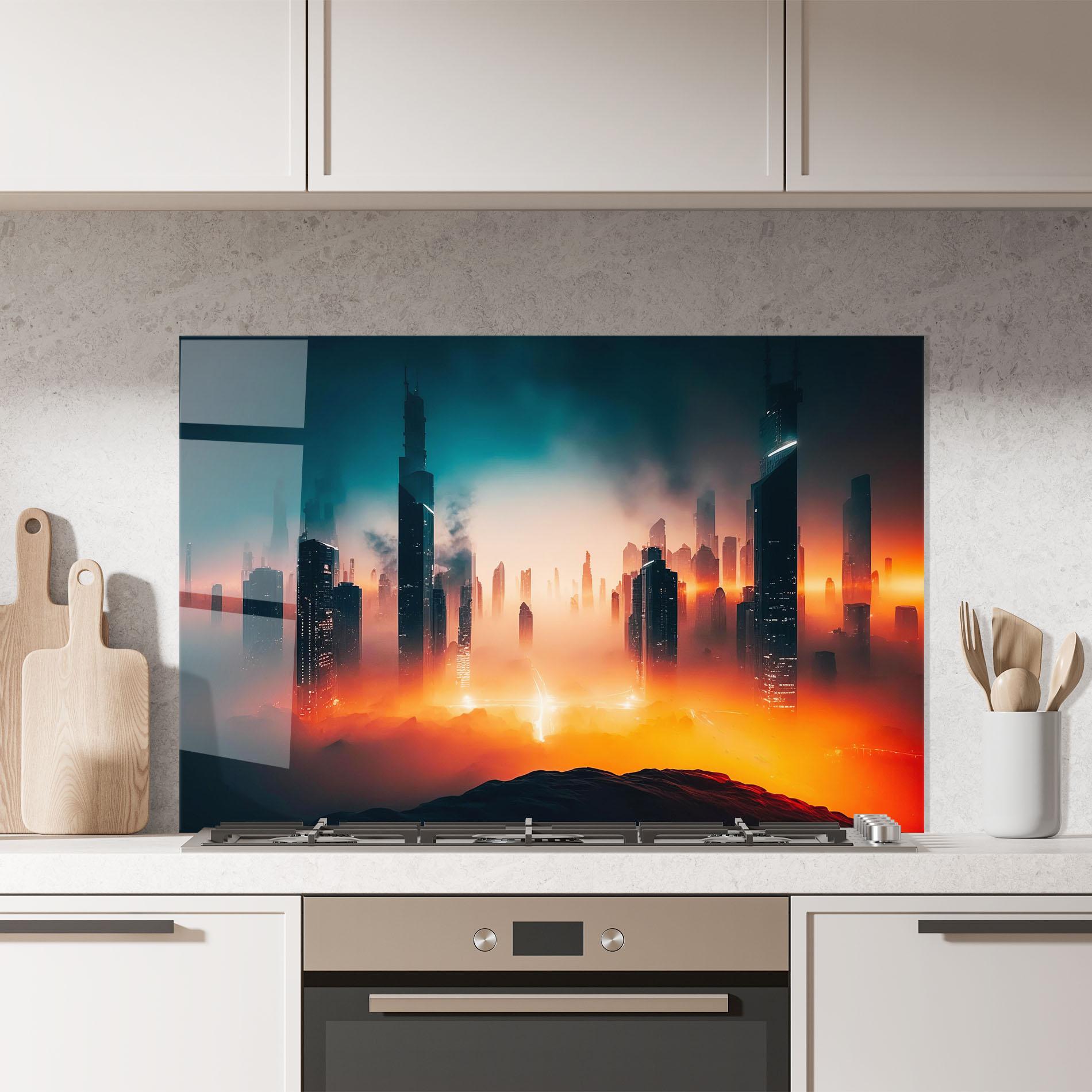 Panou Sticla Bucatarie City S Skyline mockup 7