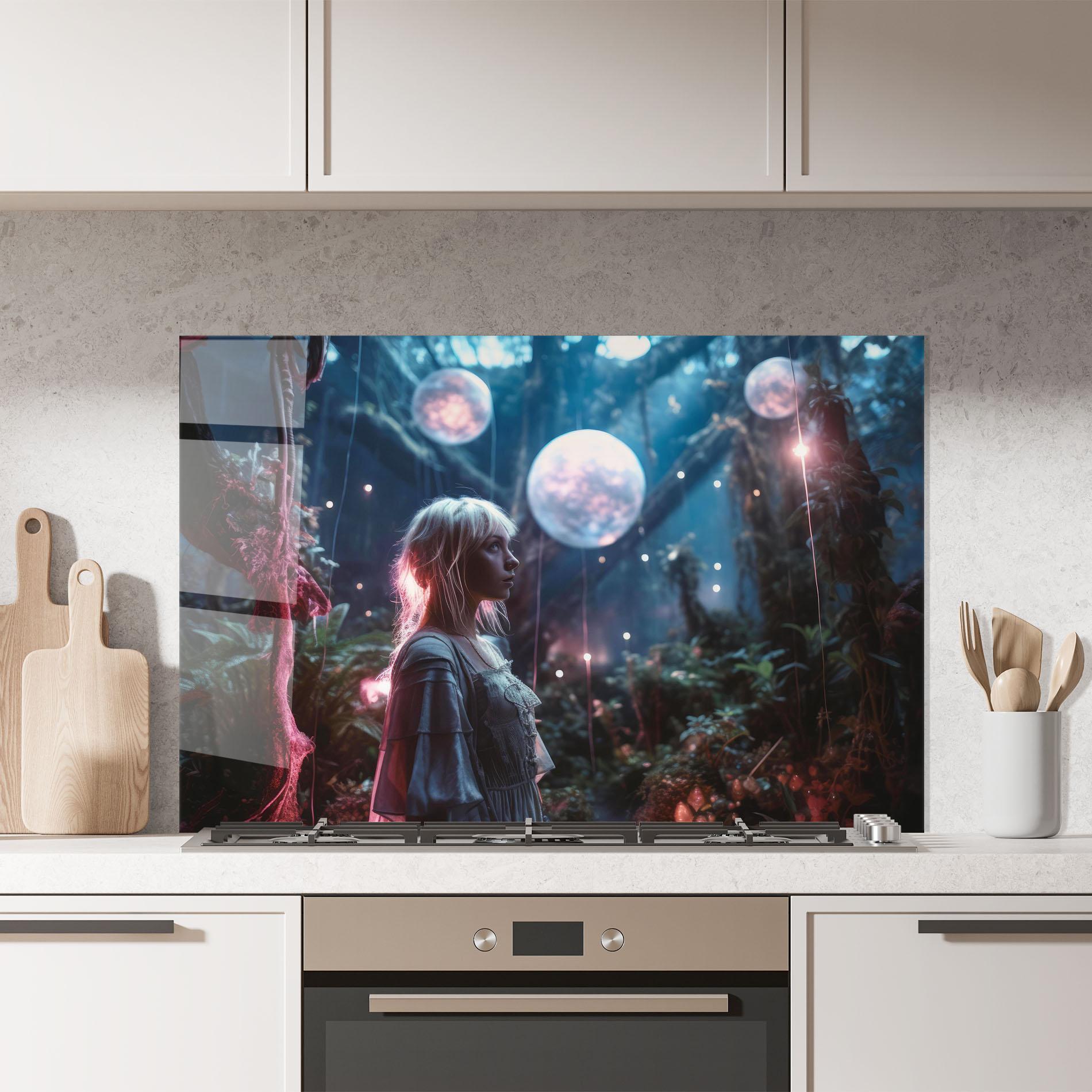 Panou Sticla Bucatarie Glowing Balls Floating mockup 7