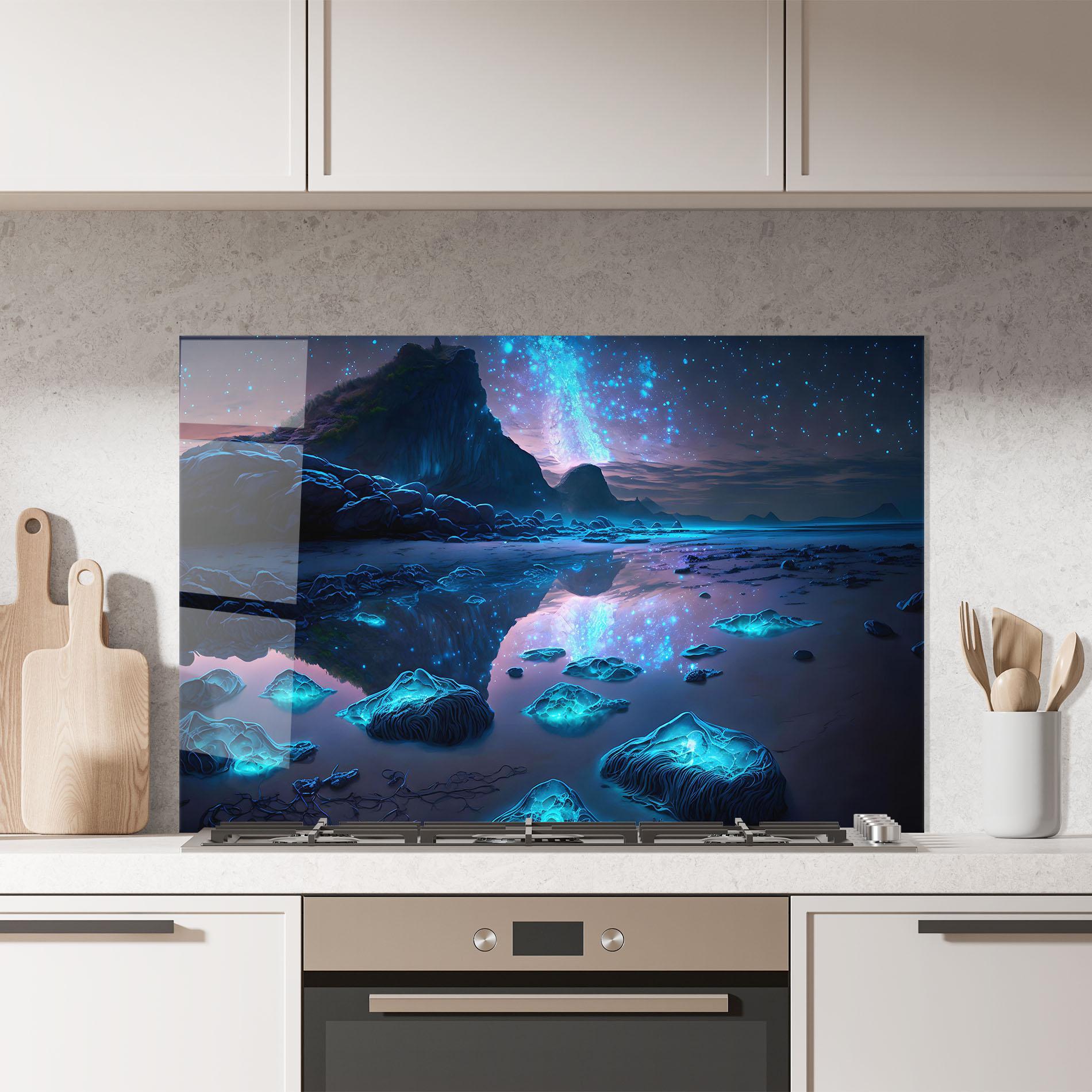 Panou Sticla Bucatarie Glowing Fantasy World mockup 7
