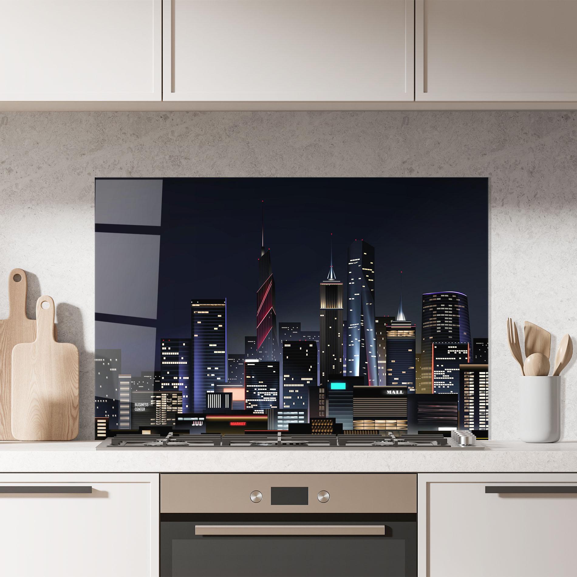 Panou Sticla Bucatarie Night City mockup 7
