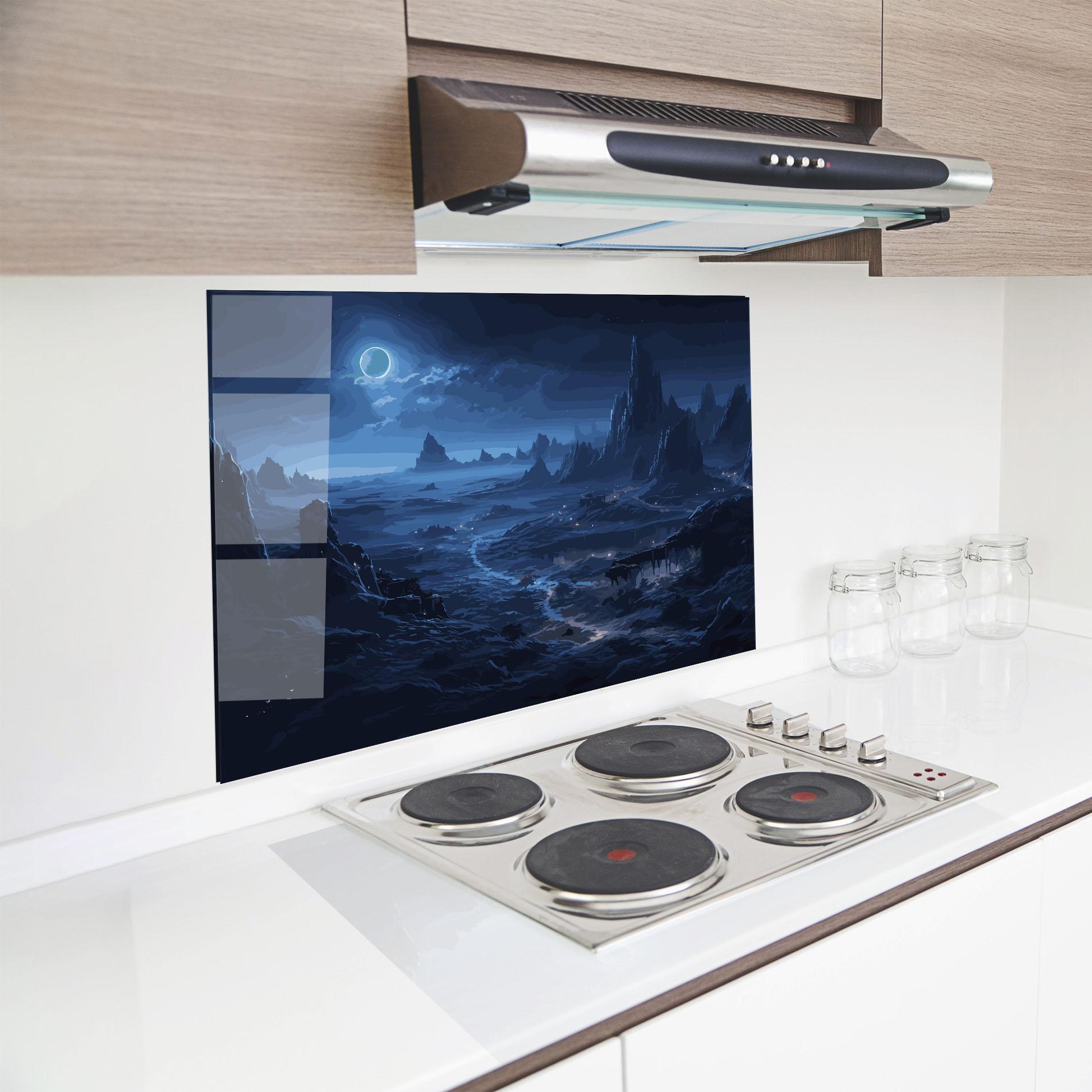 Panou Sticla Bucatarie Blue Art World mockup 8