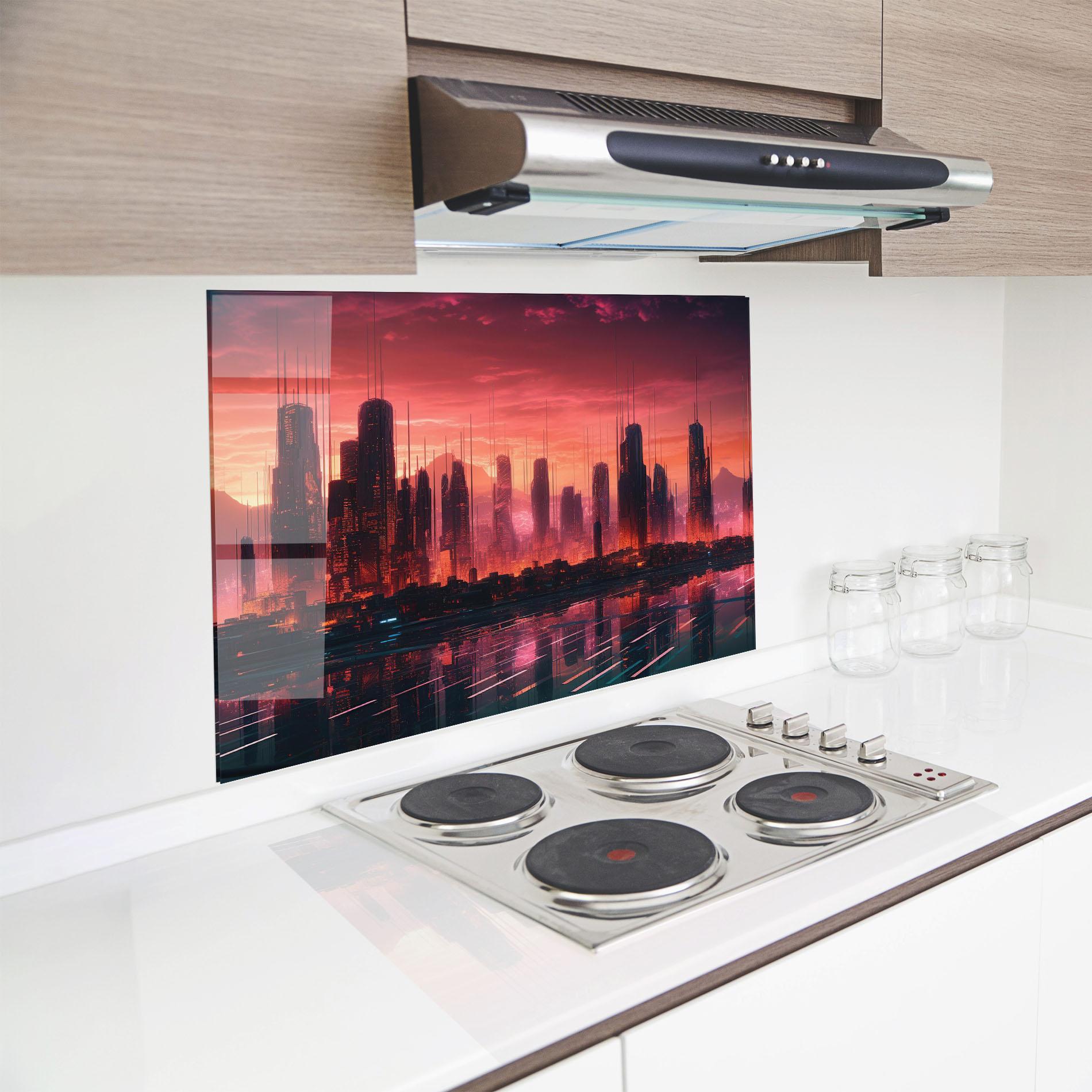 Panou Sticla Bucatarie Cityscape Tower mockup 8