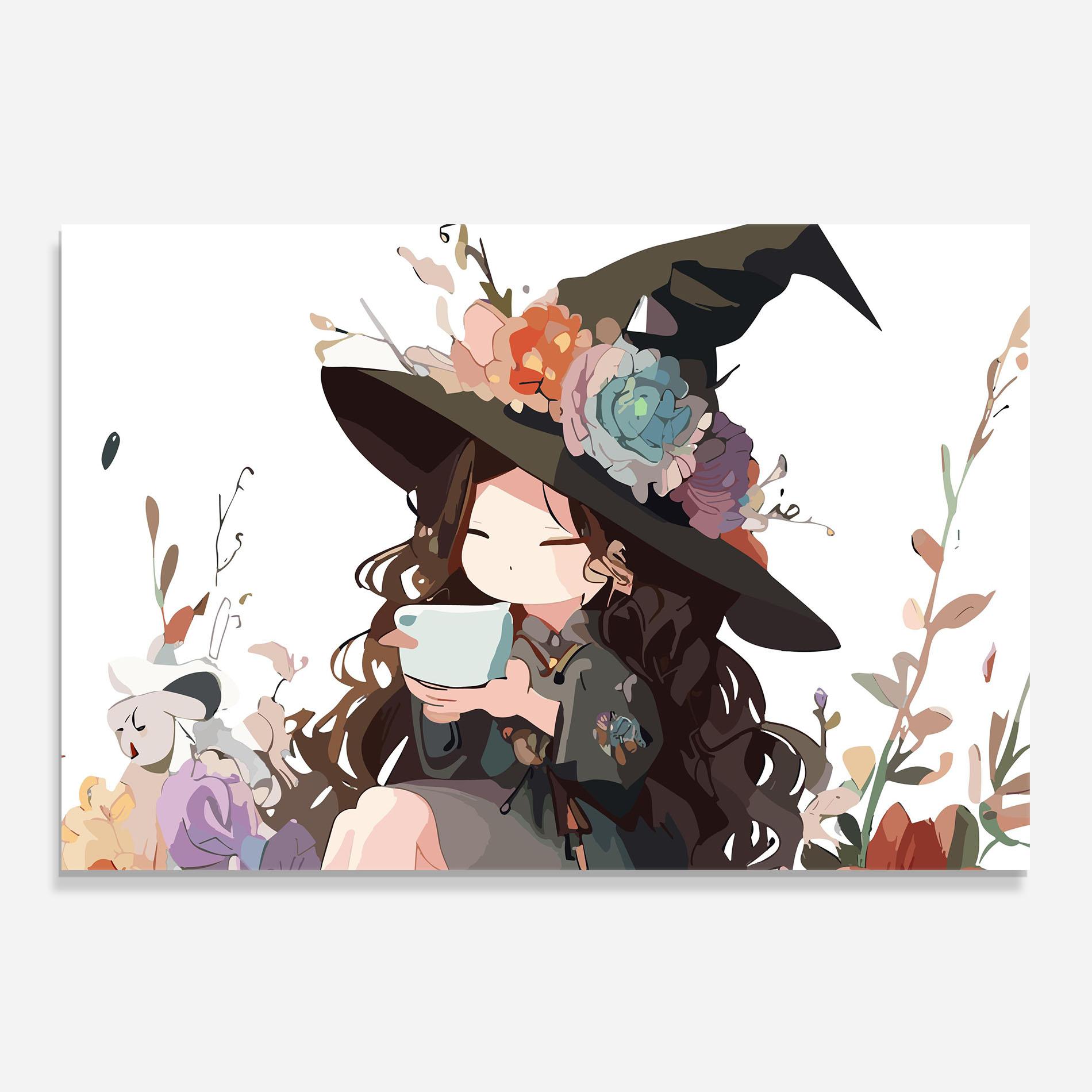 Panou Sticla Bucatarie Cute Witch mockup 0