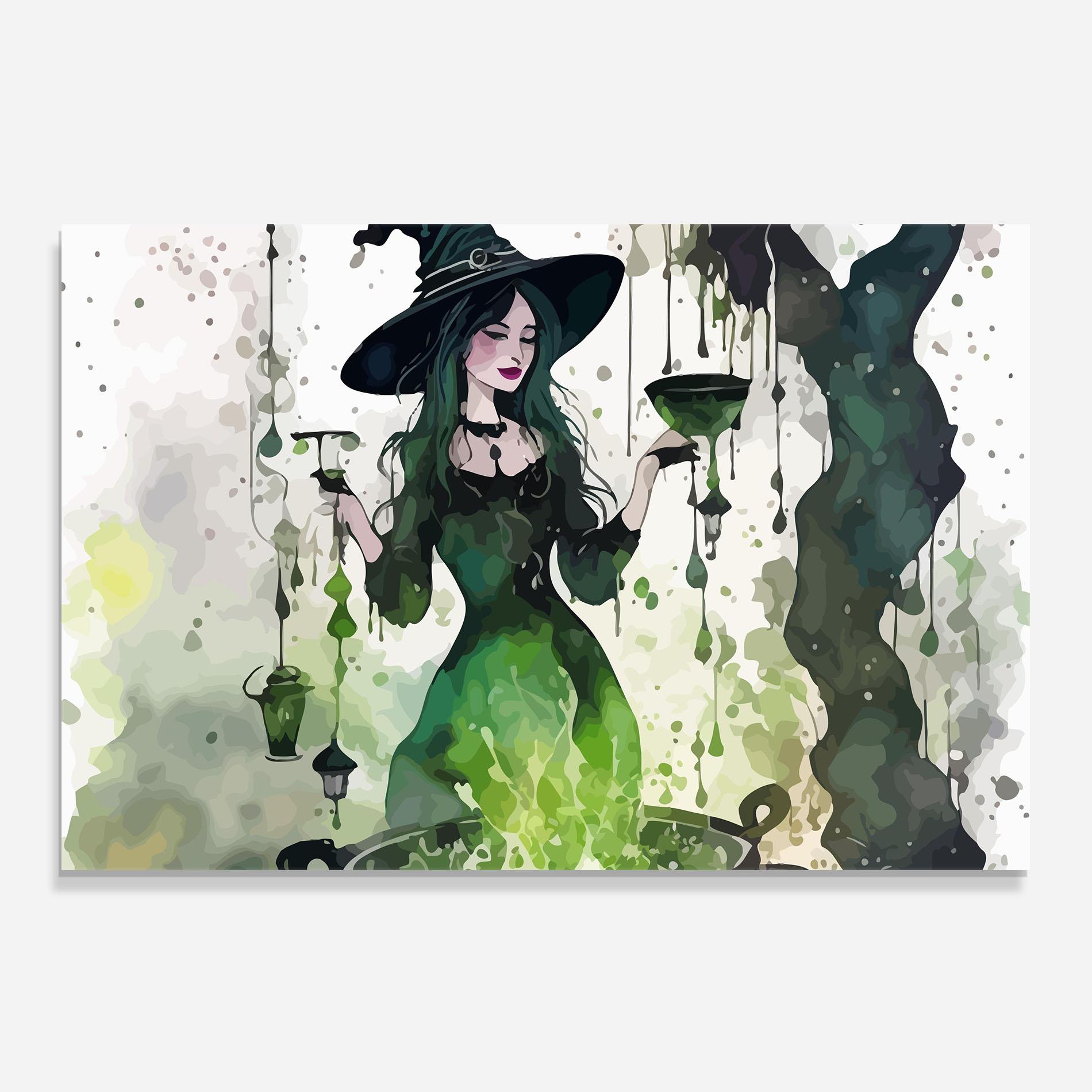 Panou Sticla Bucatarie Green Light Witch mockup 0