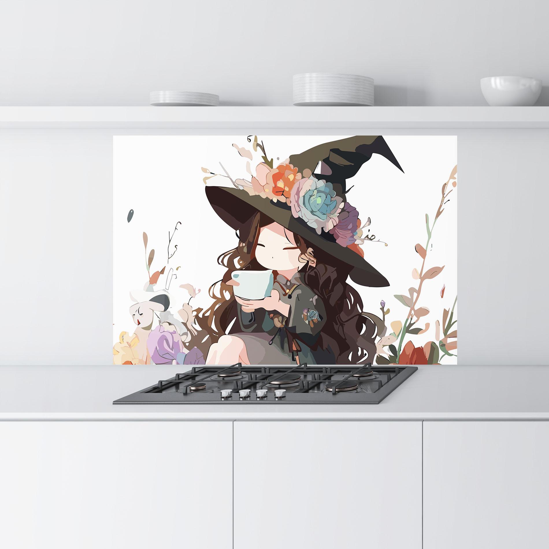 Panou Sticla Bucatarie Cute Witch mockup 9