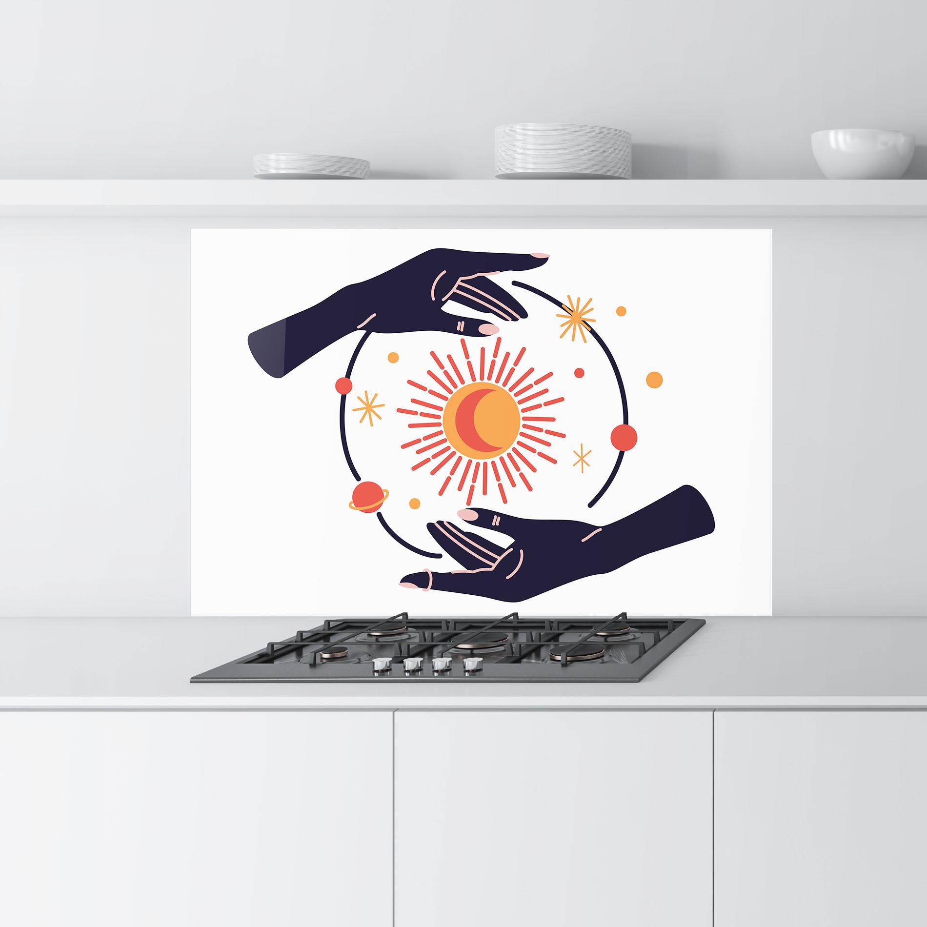 Panou Sticla Bucatarie Purple Magic Hands mockup 9