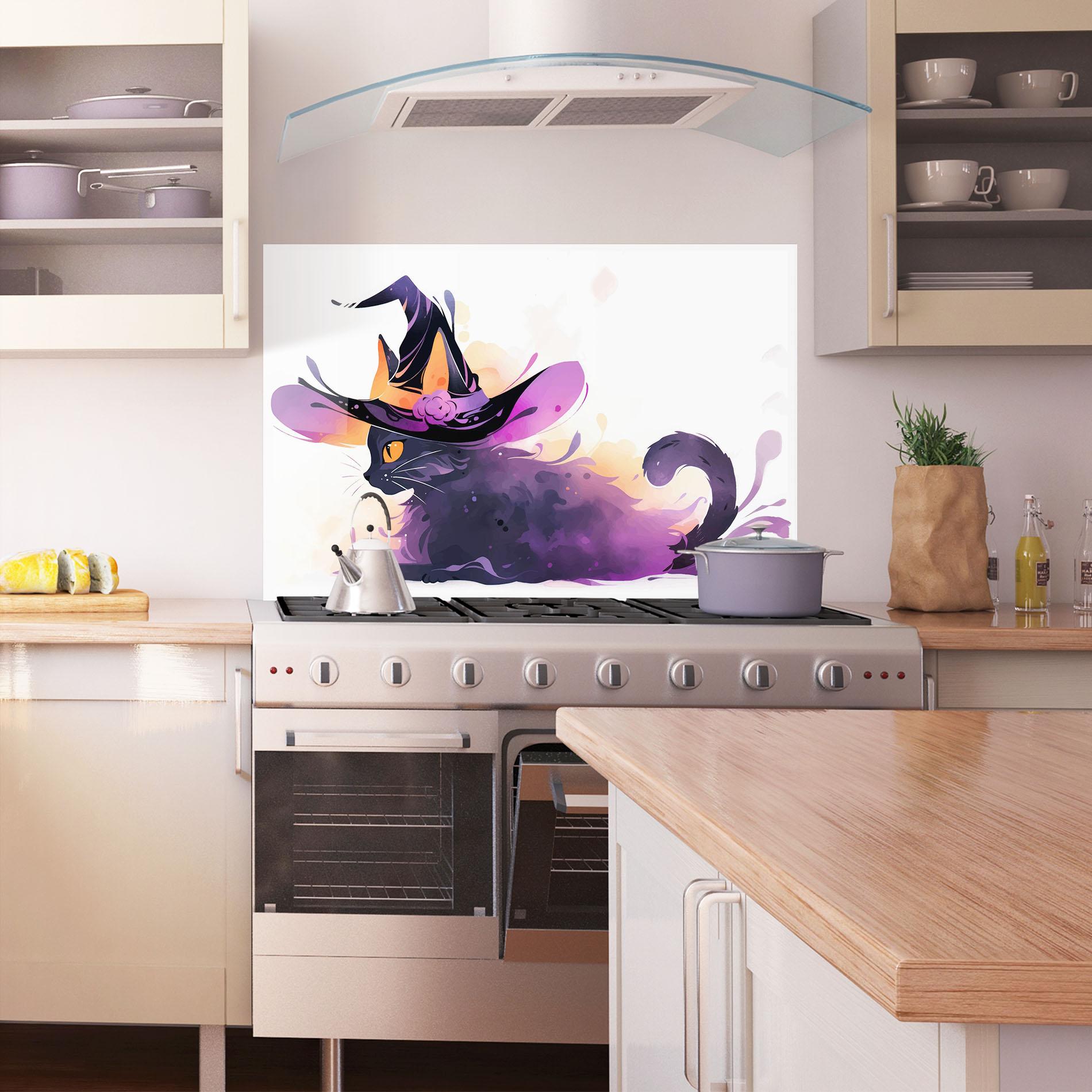 Panou Sticla Bucatarie Cat Witch mockup 1