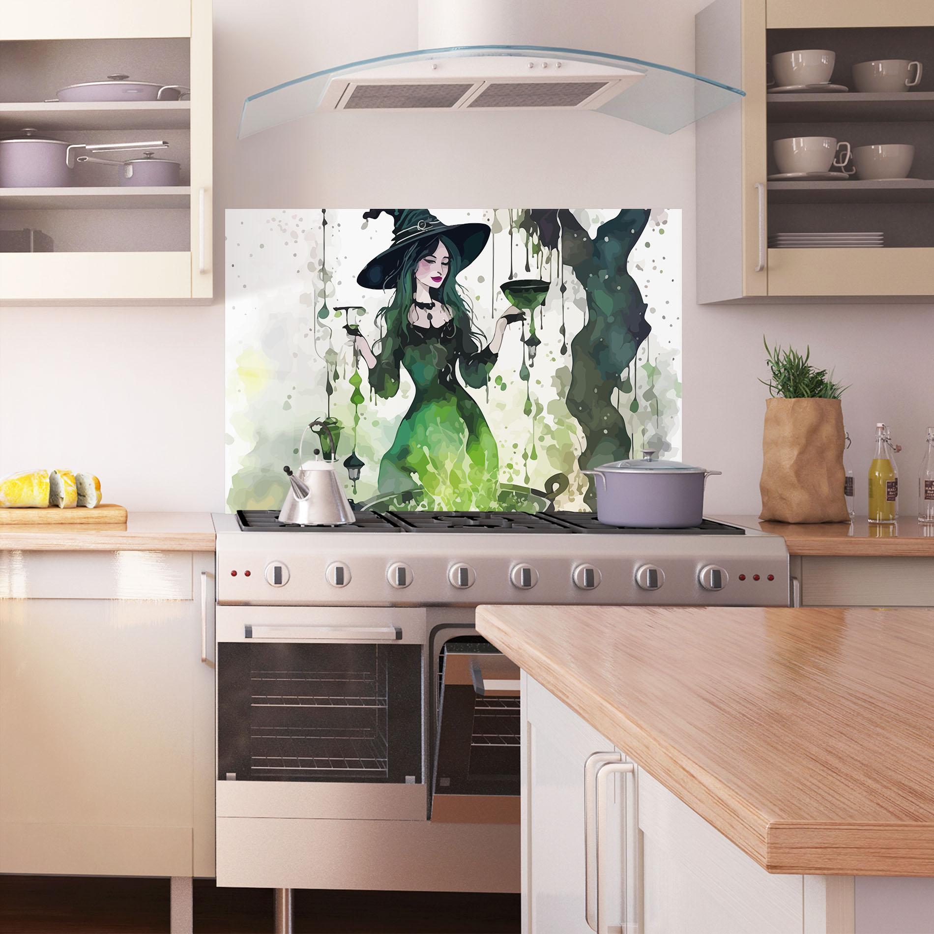 Panou Sticla Bucatarie Green Light Witch mockup 1