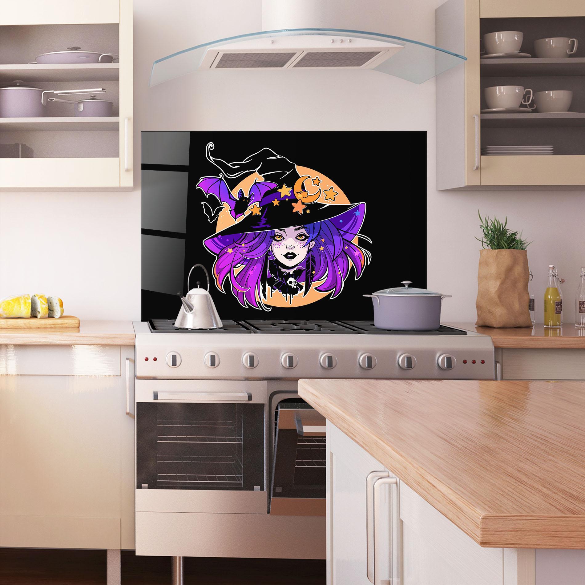 Panou Sticla Bucatarie Purple Witch mockup 1