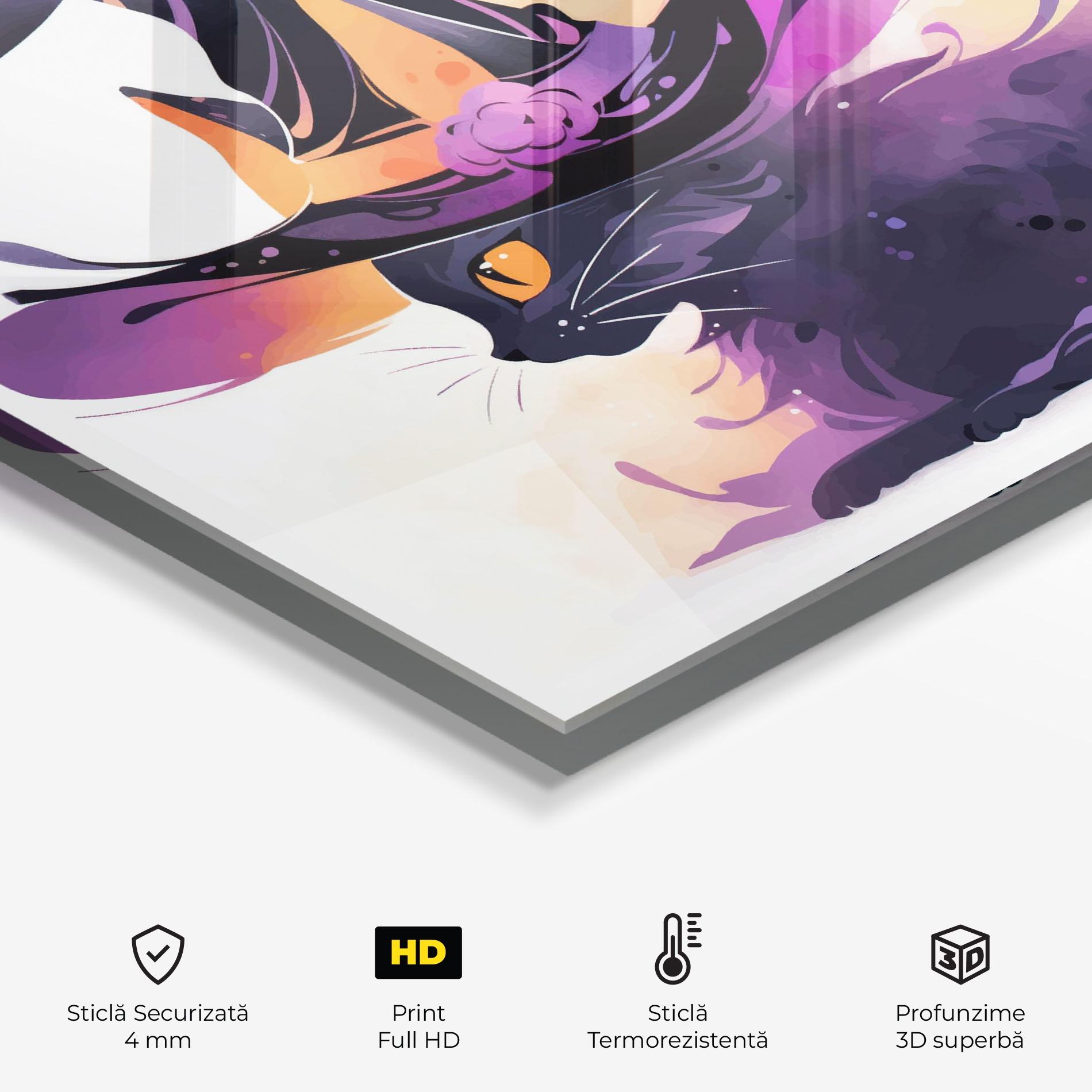 Panou Sticla Bucatarie Cat Witch mockup 2