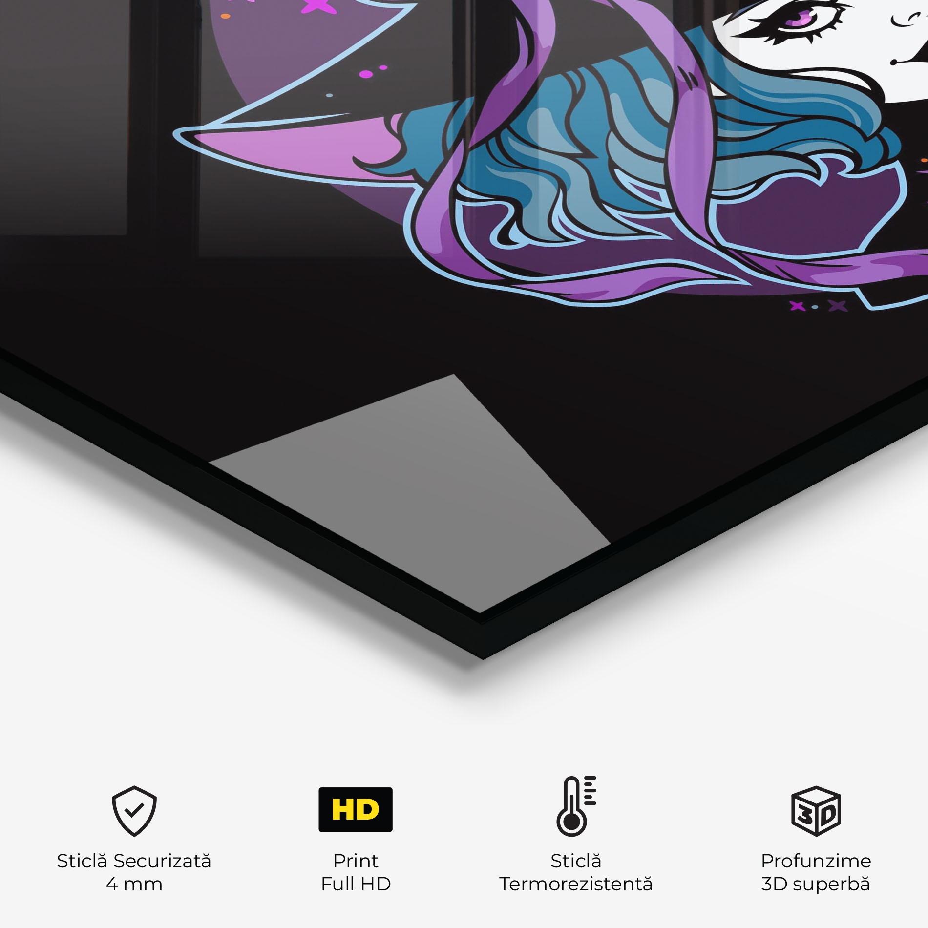 Panou Sticla Bucatarie Cute Purple Witch mockup 2
