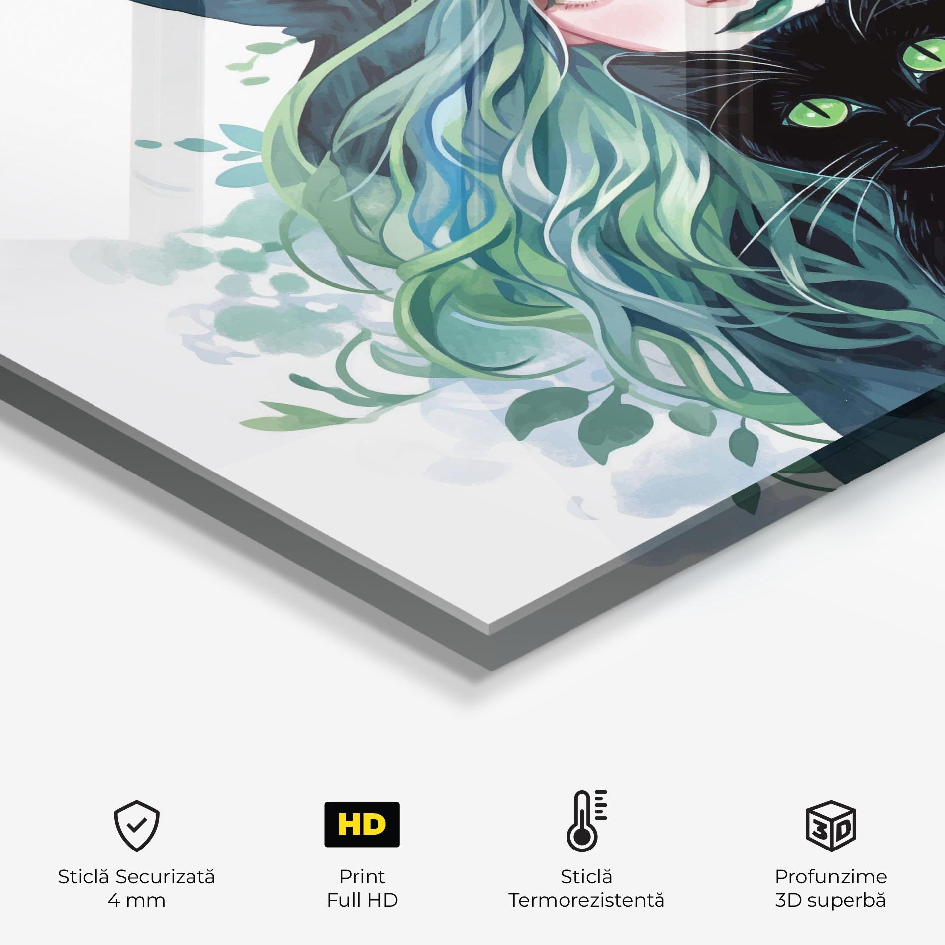 Panou Sticla Bucatarie Magic Cat Witch mockup 2