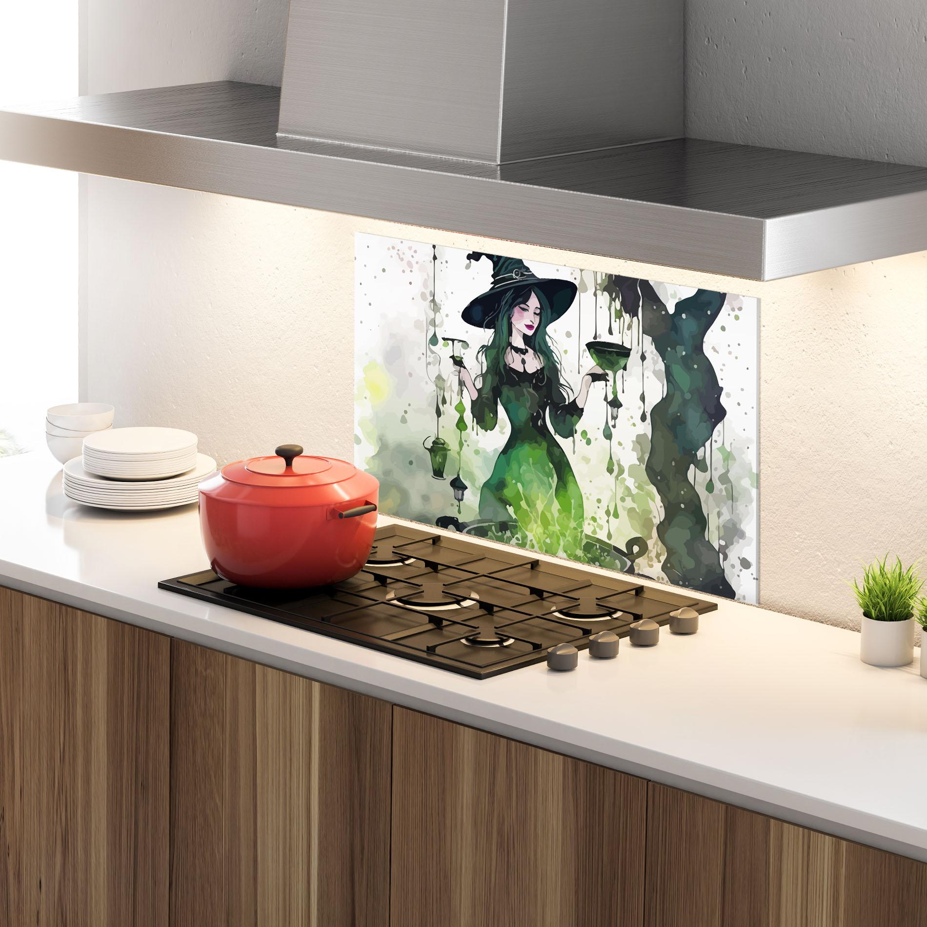 Panou Sticla Bucatarie Green Light Witch mockup 4