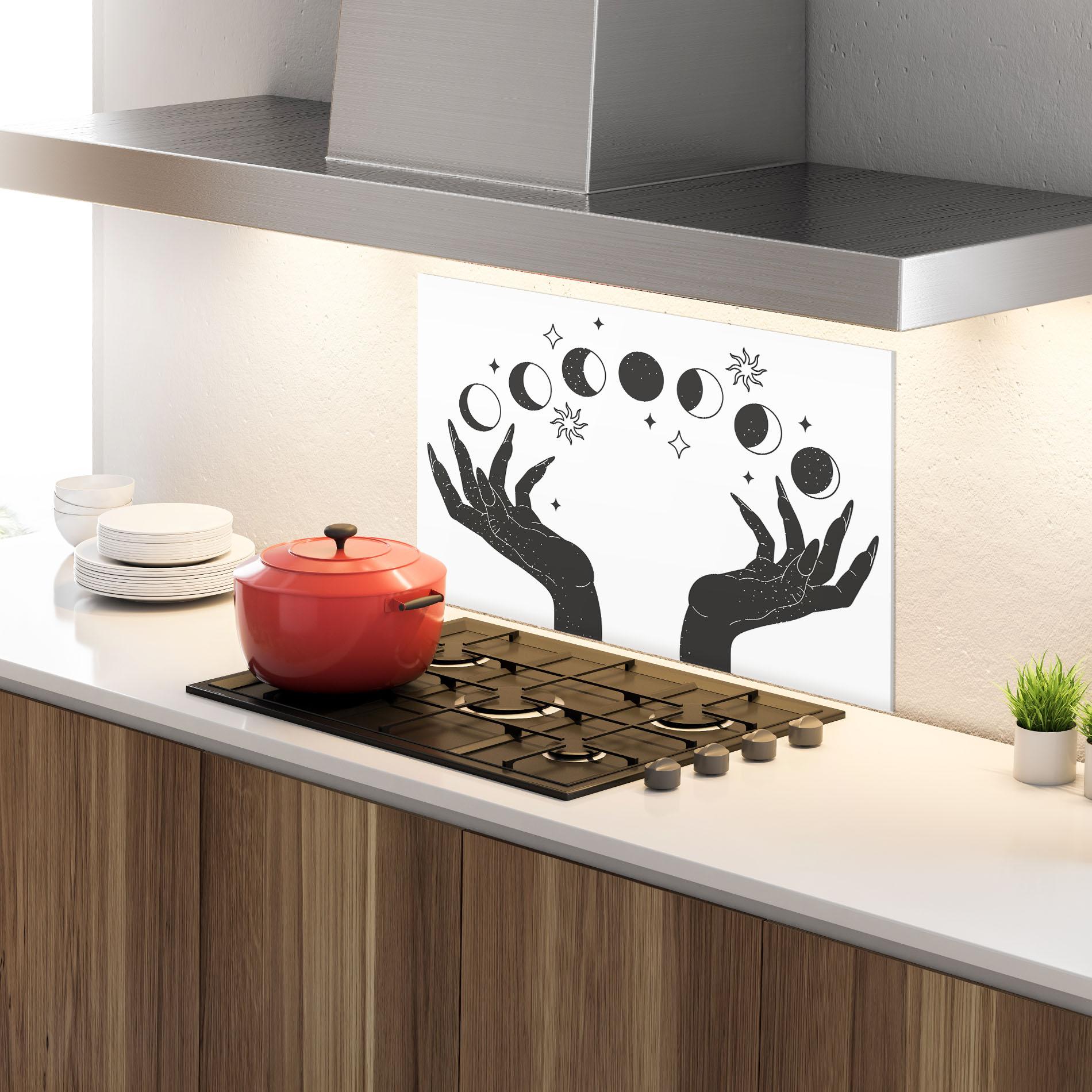 Panou Sticla Bucatarie Magic Moon Hands mockup 4