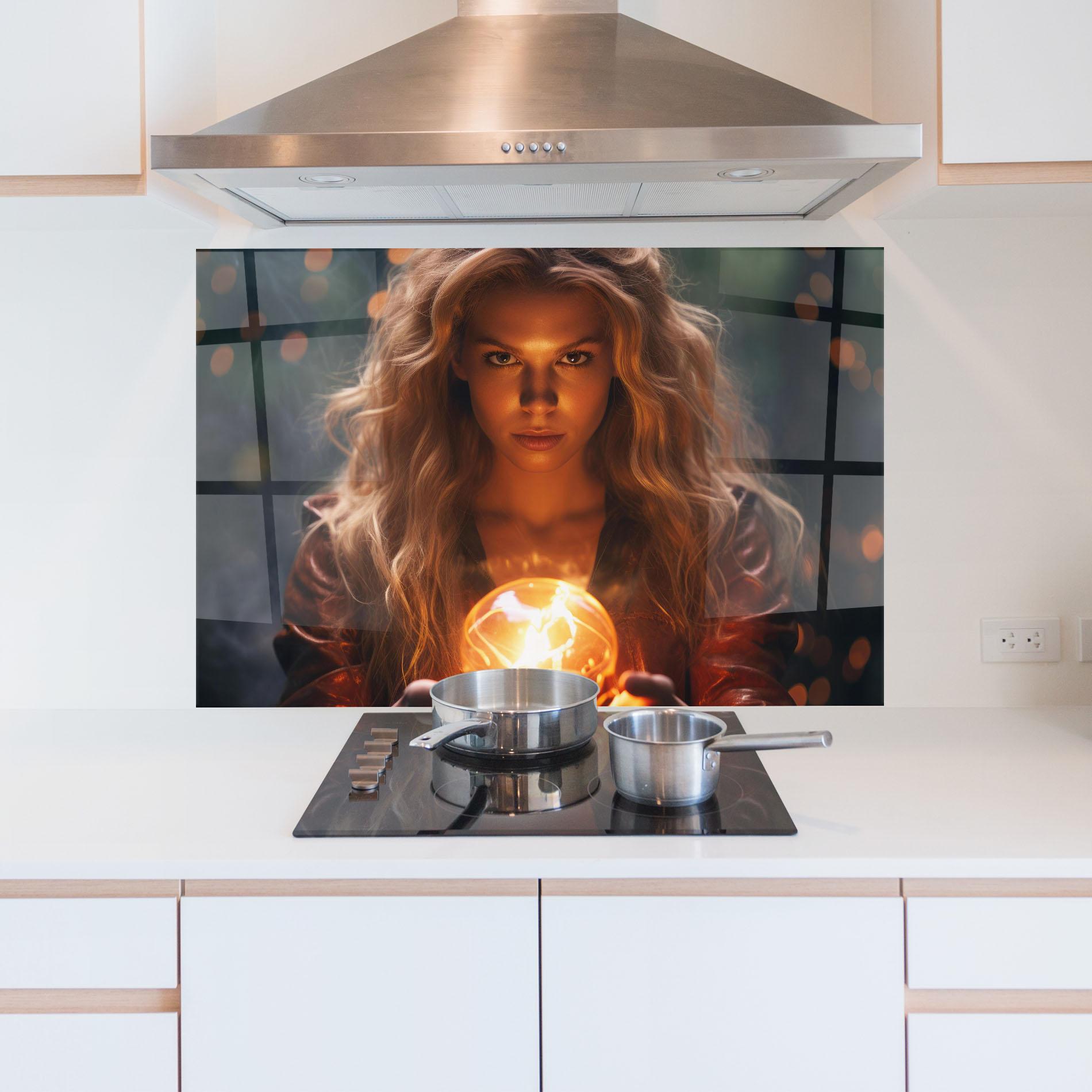Panou Sticla Bucatarie Beautiful Woman Witch mockup 5