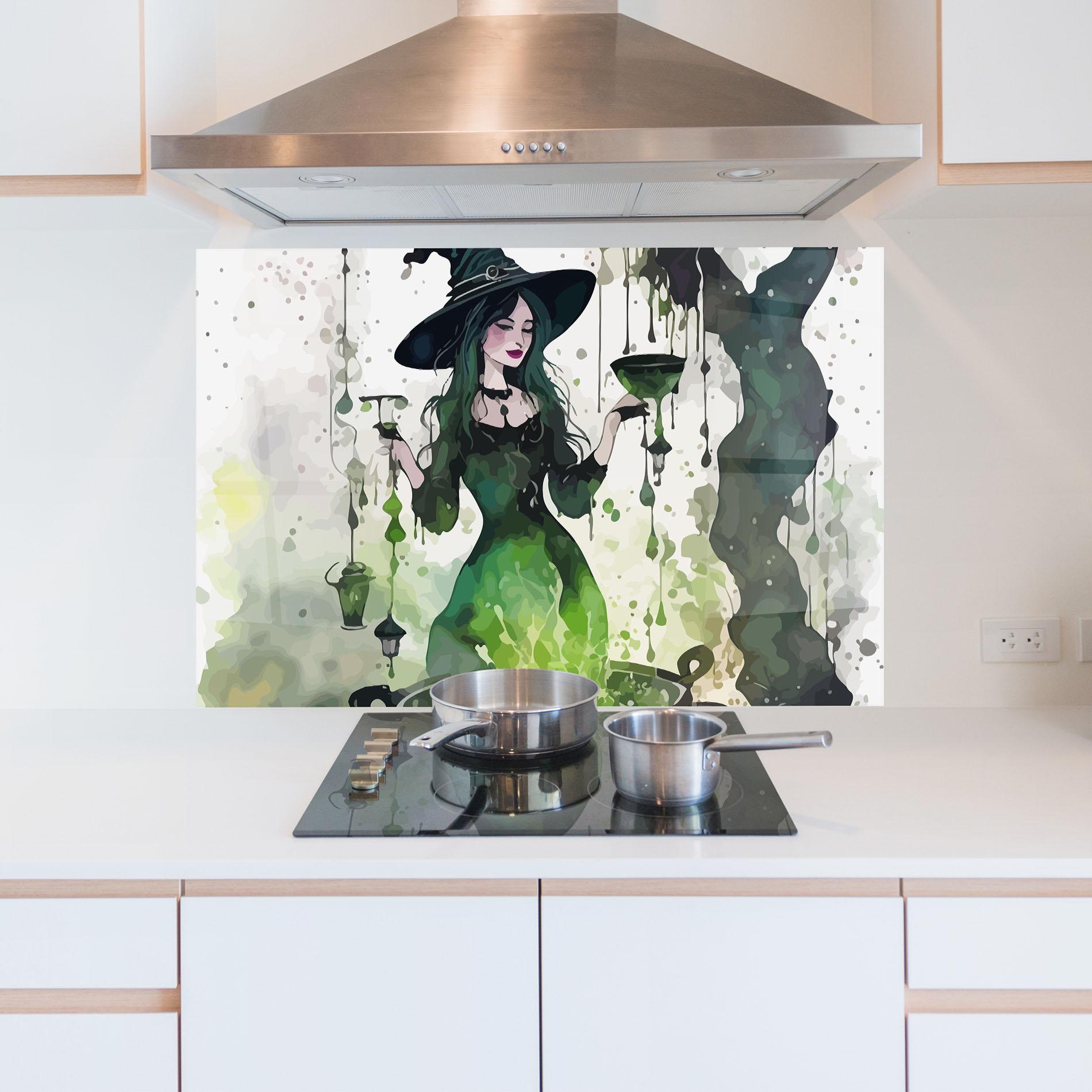Panou Sticla Bucatarie Green Light Witch mockup 5