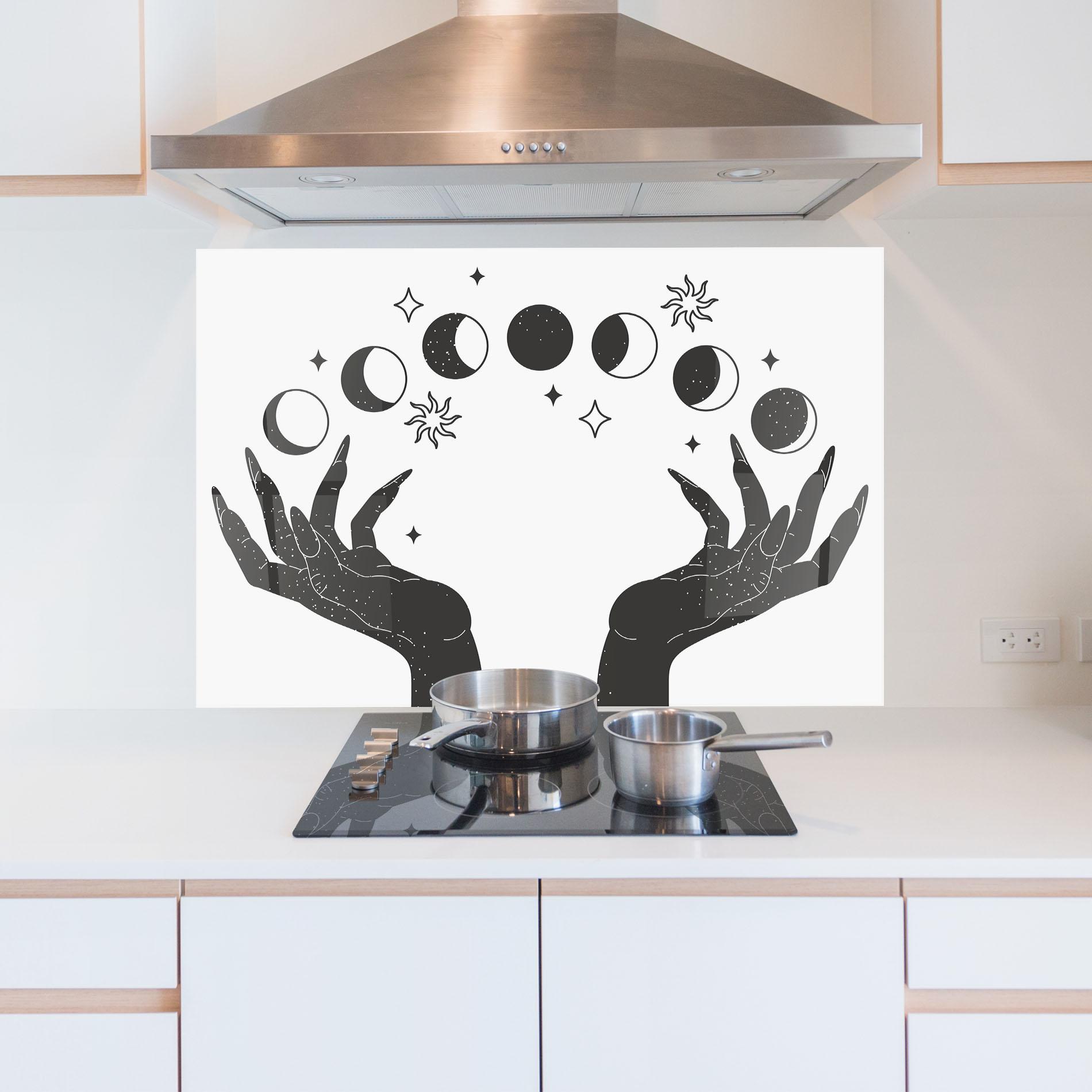 Panou Sticla Bucatarie Magic Moon Hands mockup 5