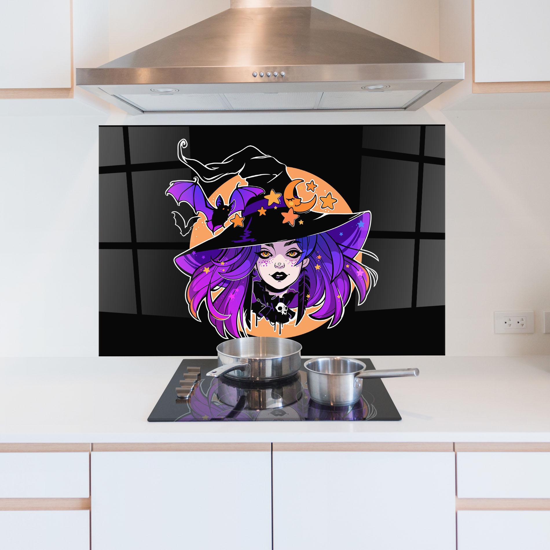 Panou Sticla Bucatarie Purple Witch mockup 5
