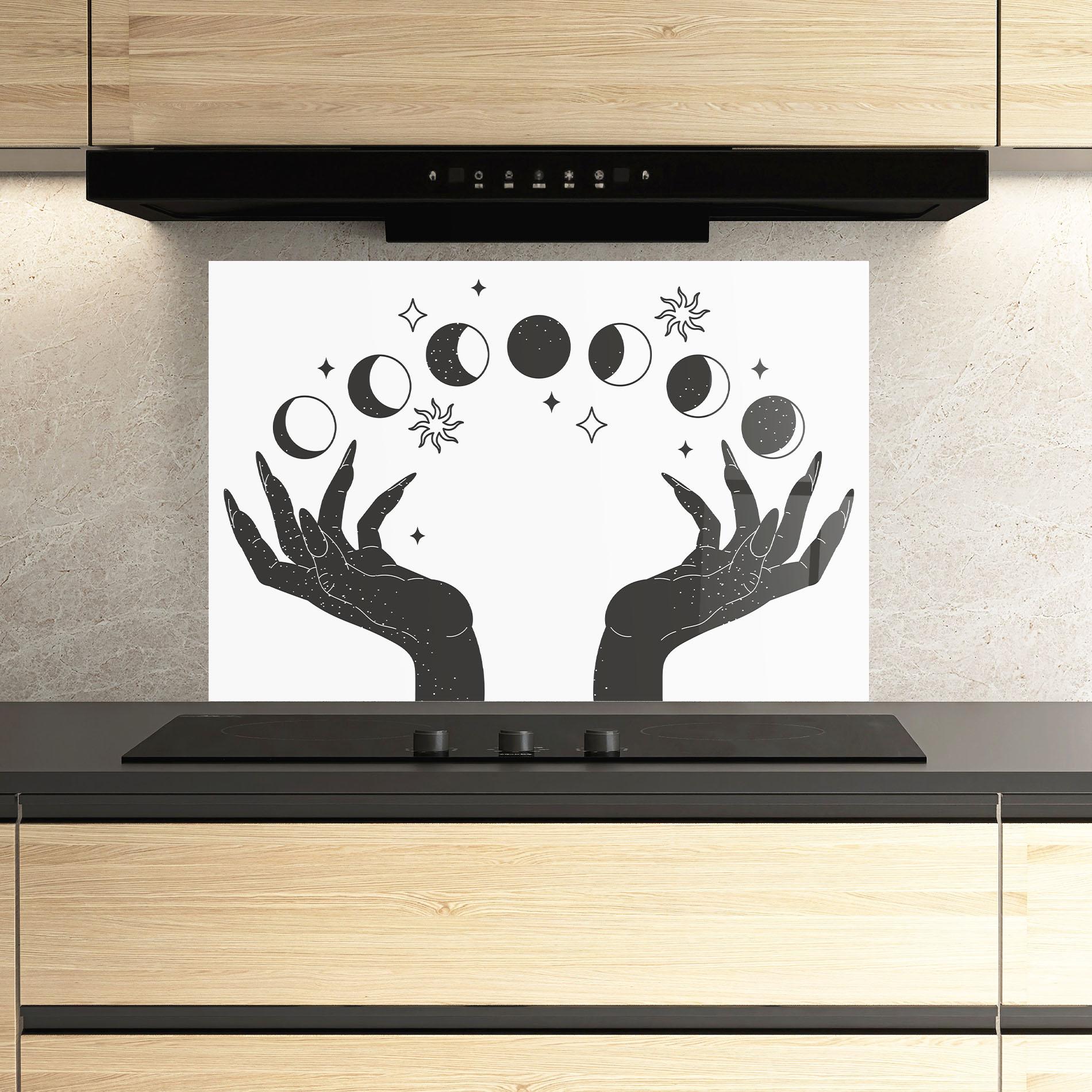 Panou Sticla Bucatarie Magic Moon Hands mockup 3