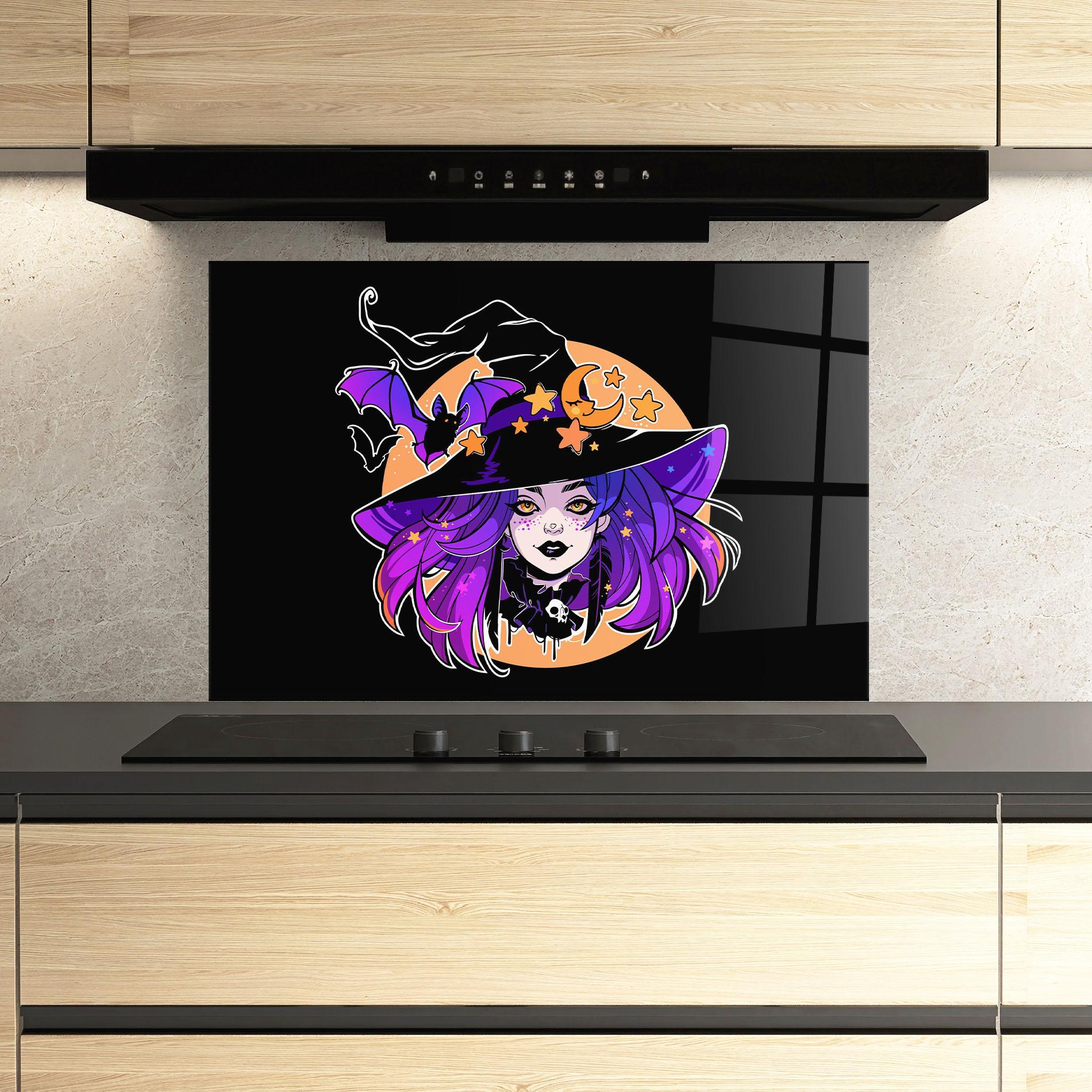 Panou Sticla Bucatarie Purple Witch mockup 3