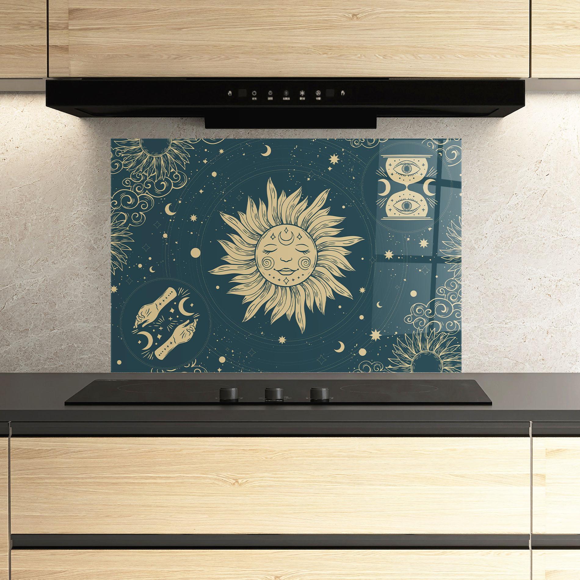 Panou Sticla Bucatarie Sun Face Magic mockup 3