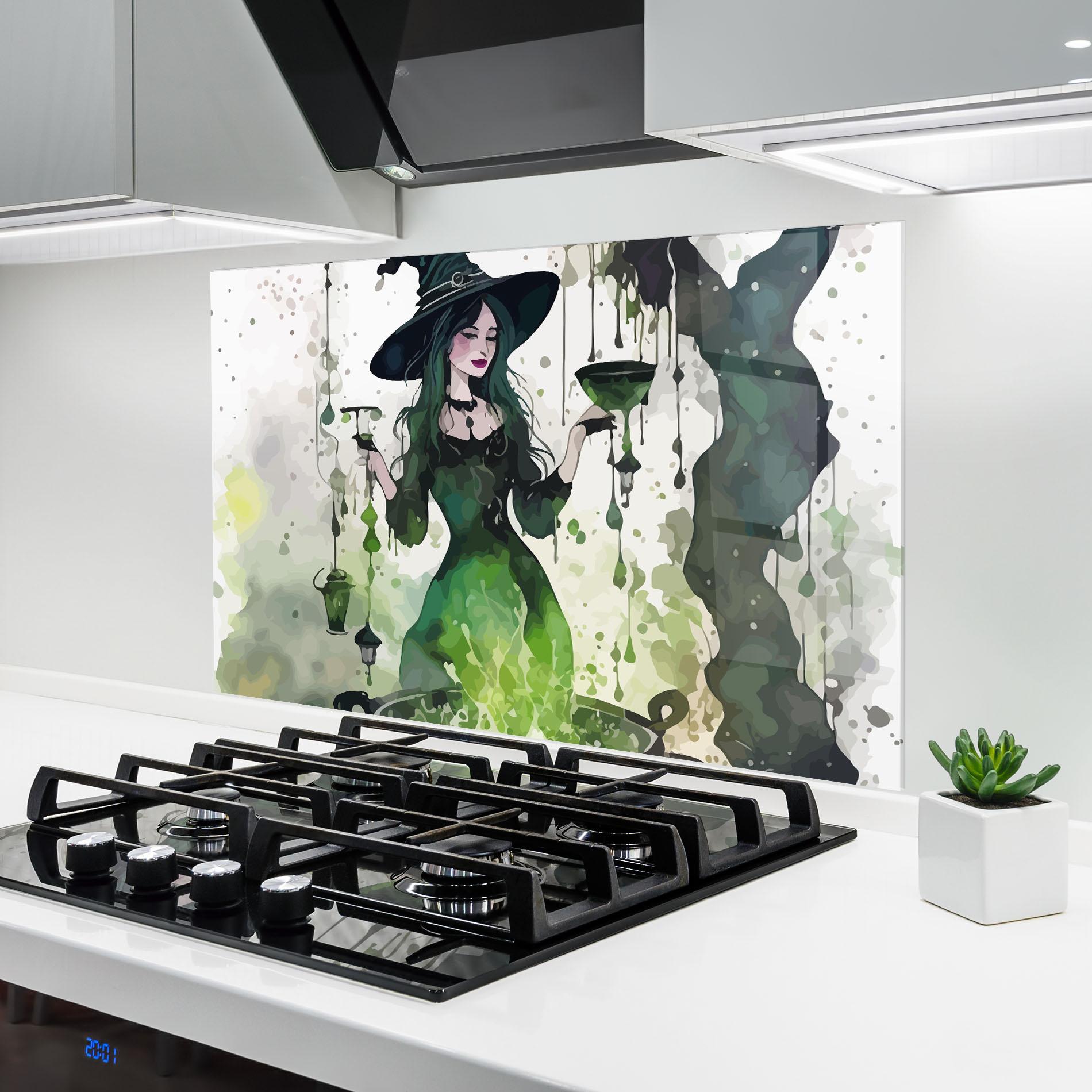 Panou Sticla Bucatarie Green Light Witch mockup 6