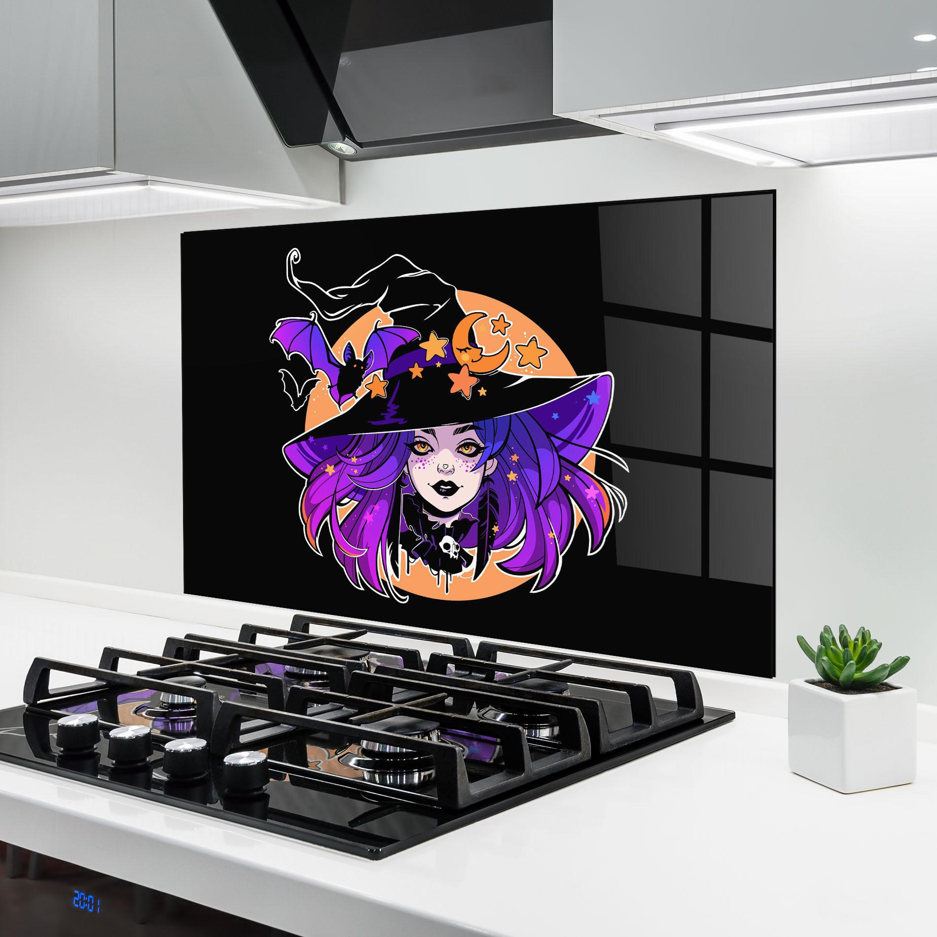 Panou Sticla Bucatarie Purple Witch mockup 6