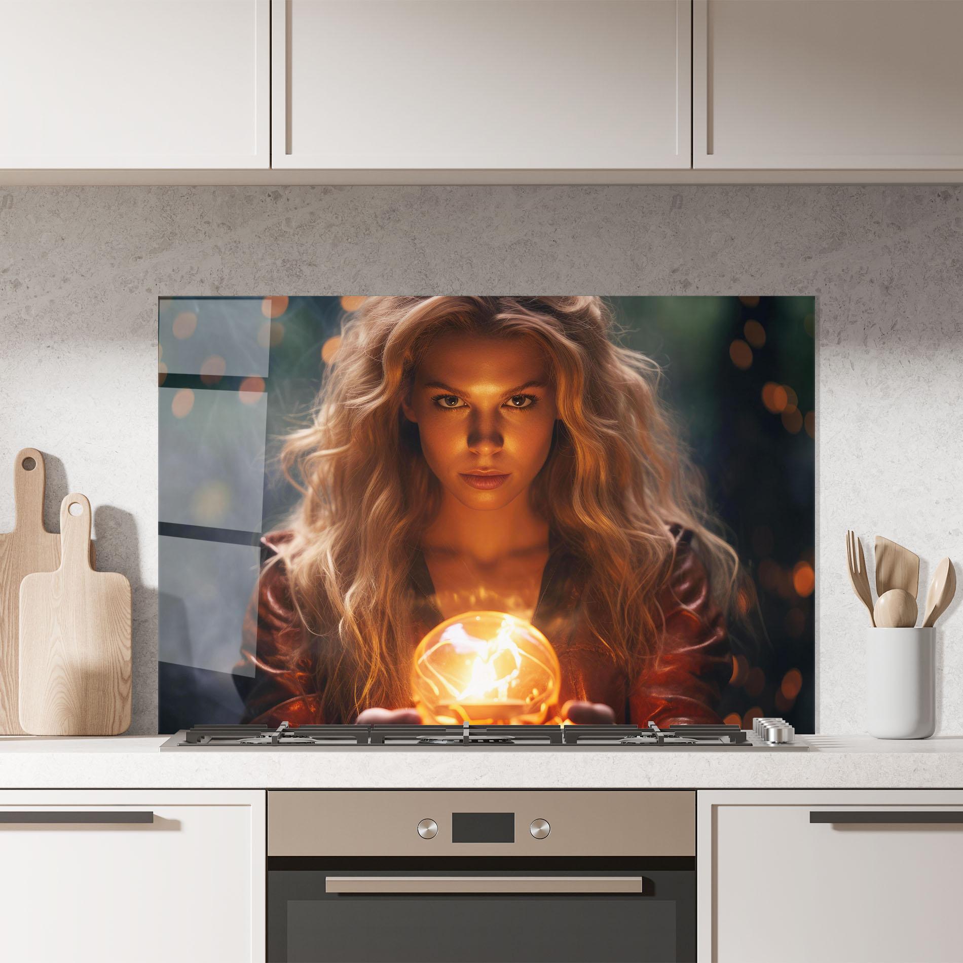 Panou Sticla Bucatarie Beautiful Woman Witch mockup 7