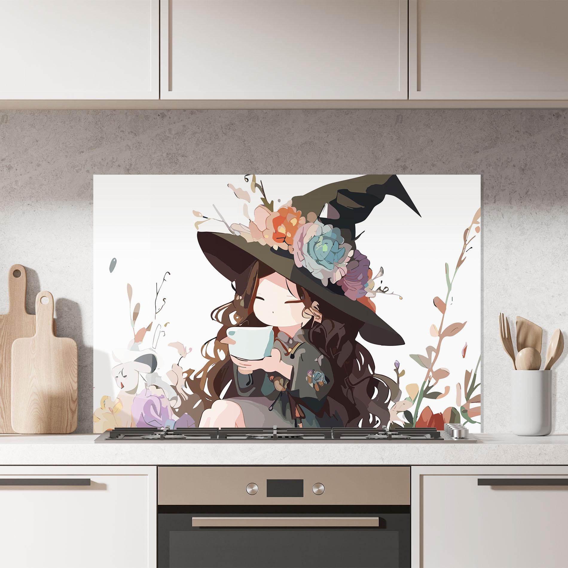 Panou Sticla Bucatarie Cute Witch mockup 7