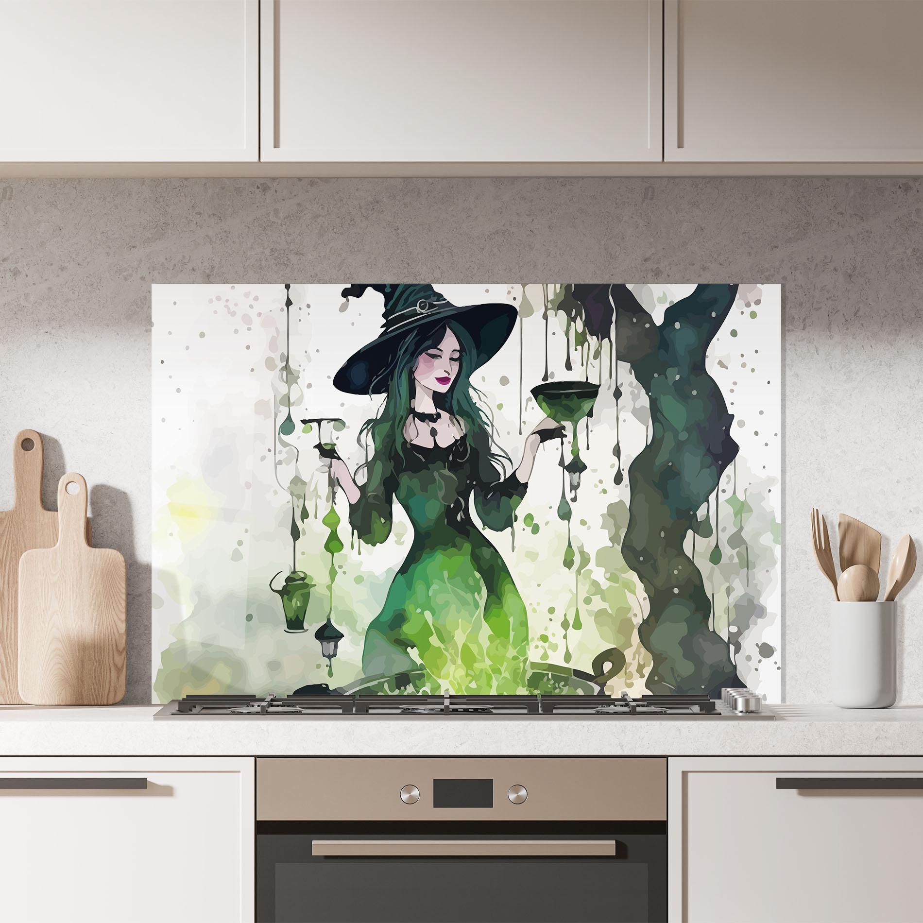 Panou Sticla Bucatarie Green Light Witch mockup 7