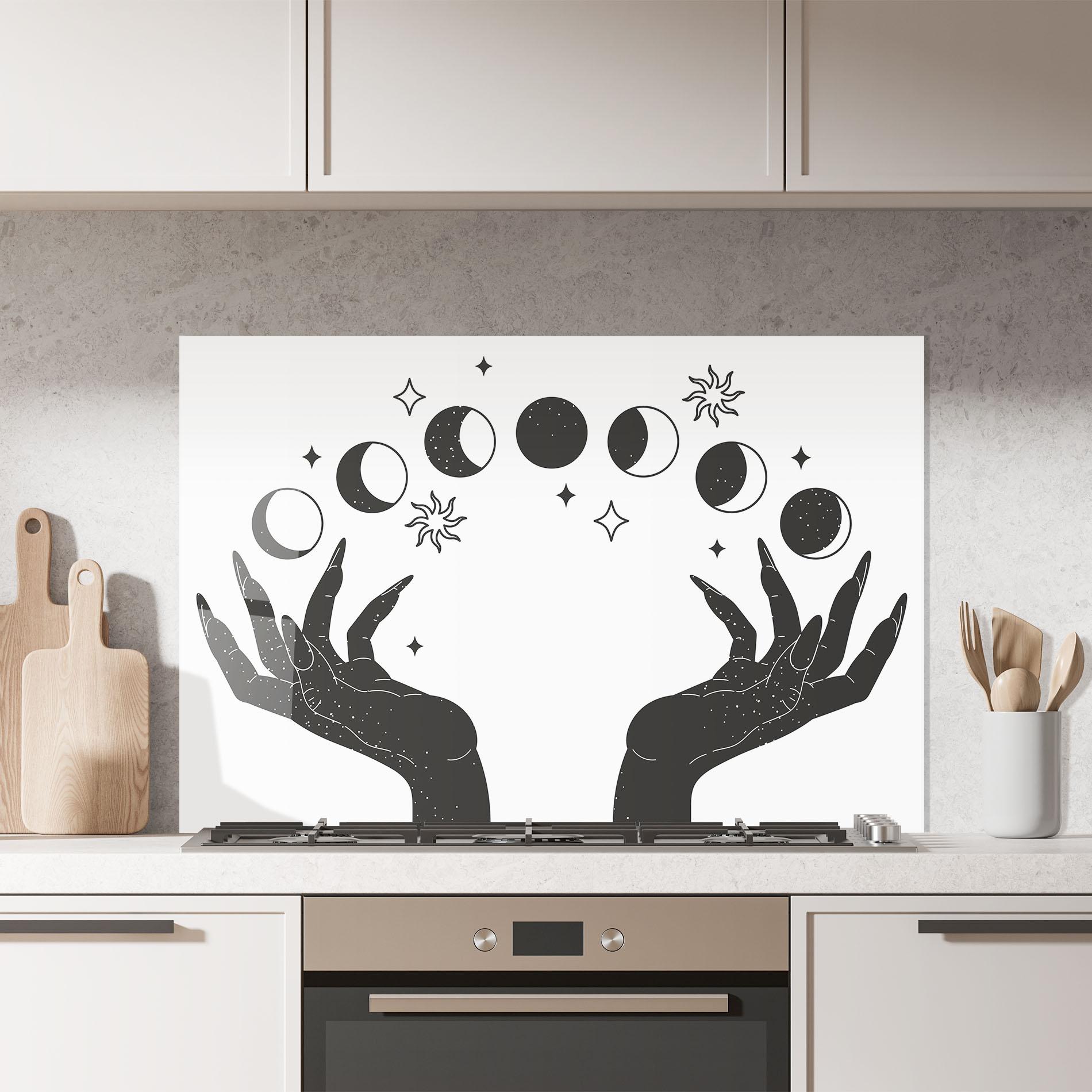 Panou Sticla Bucatarie Magic Moon Hands mockup 7