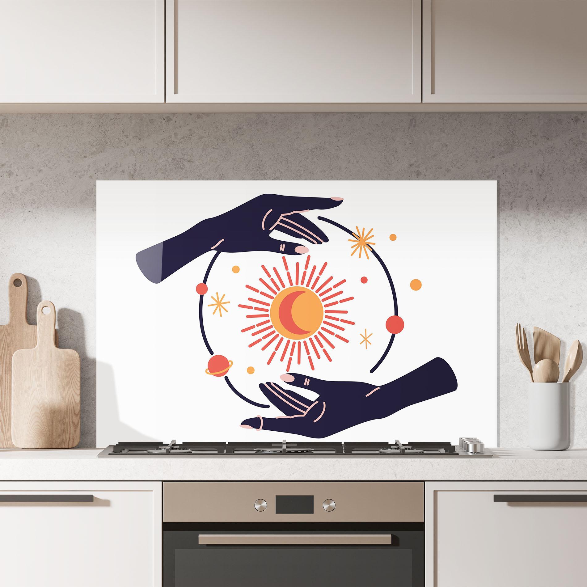 Panou Sticla Bucatarie Purple Magic Hands mockup 7