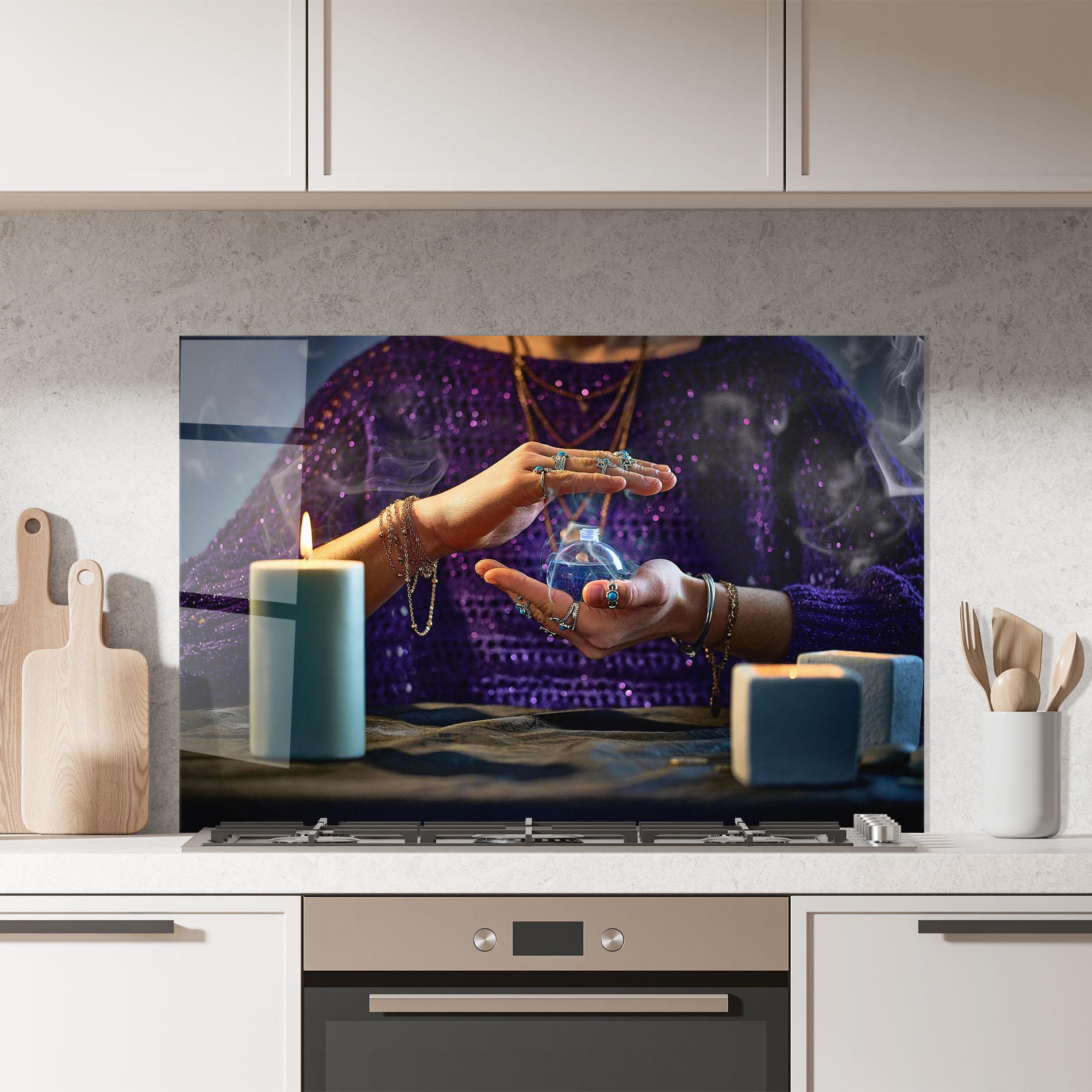 Panou Sticla Bucatarie Witch Magic Smoke mockup 7