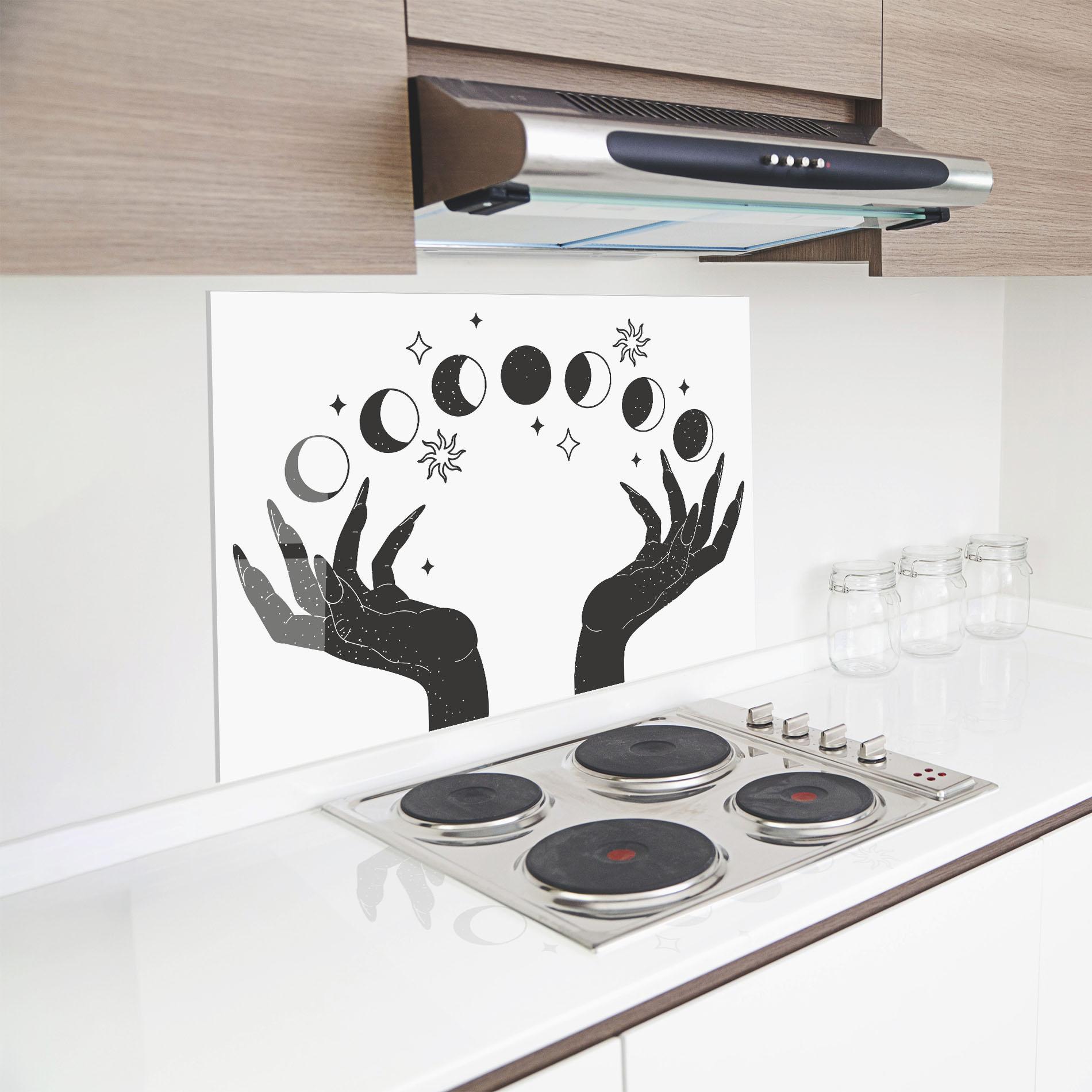 Panou Sticla Bucatarie Magic Moon Hands mockup 8