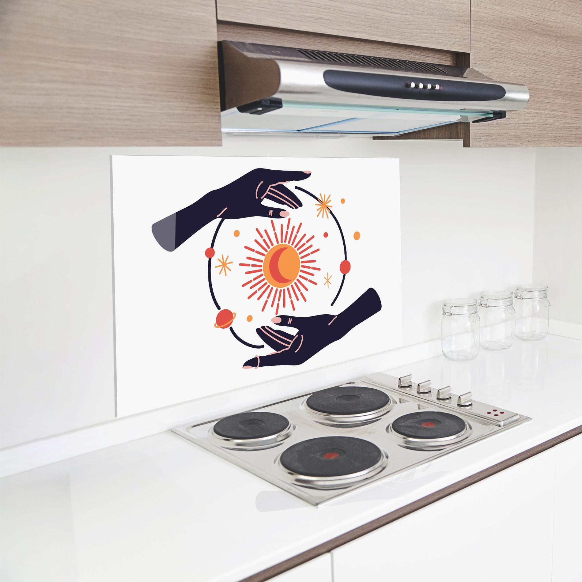 Panou Sticla Bucatarie Purple Magic Hands mockup 8