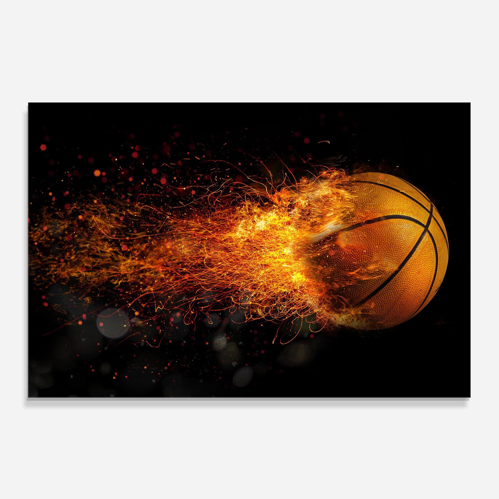 Panou Sticla Bucatarie Basket Ball Flame mockup 0