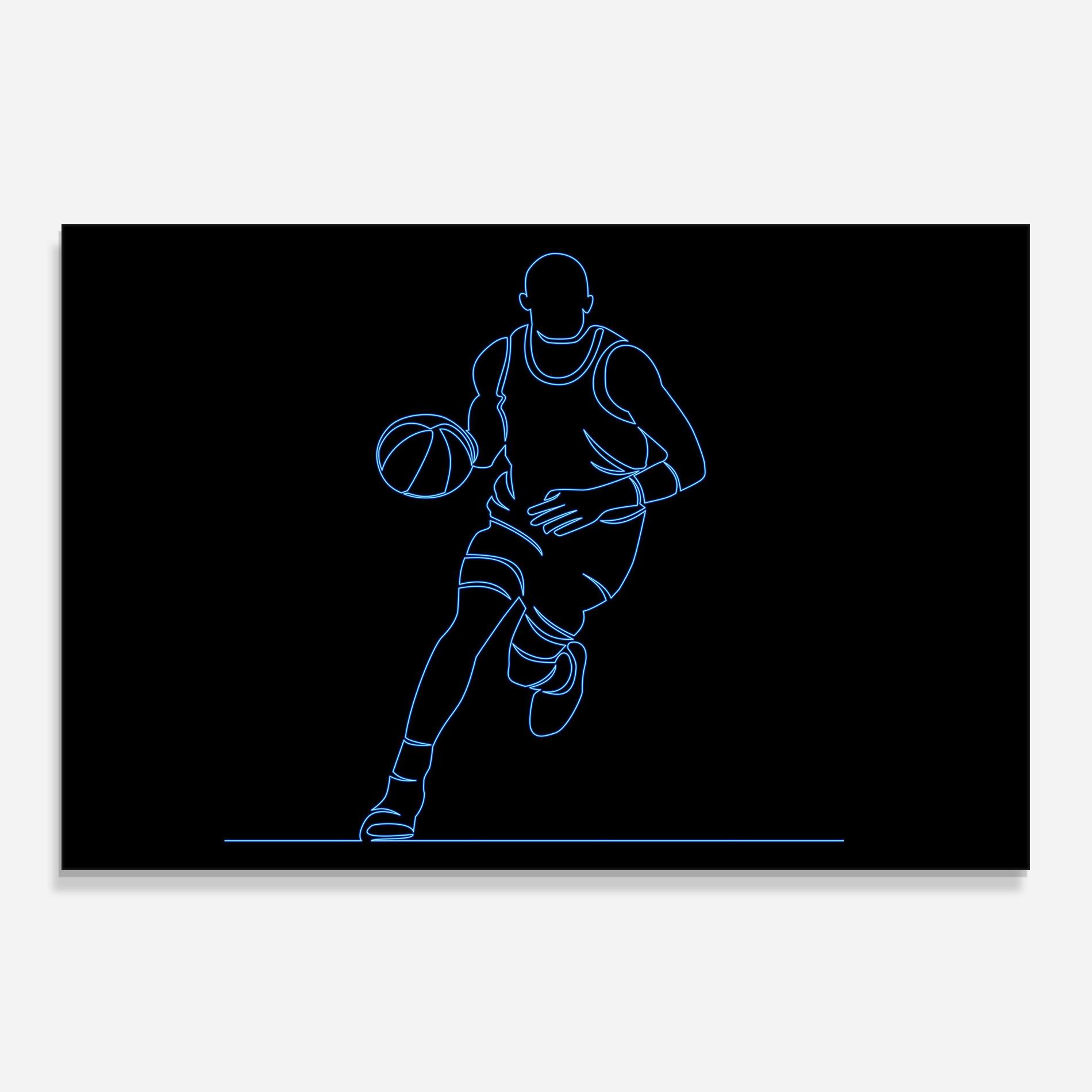 Panou Sticla Bucatarie Neon Basketball Player mockup 0
