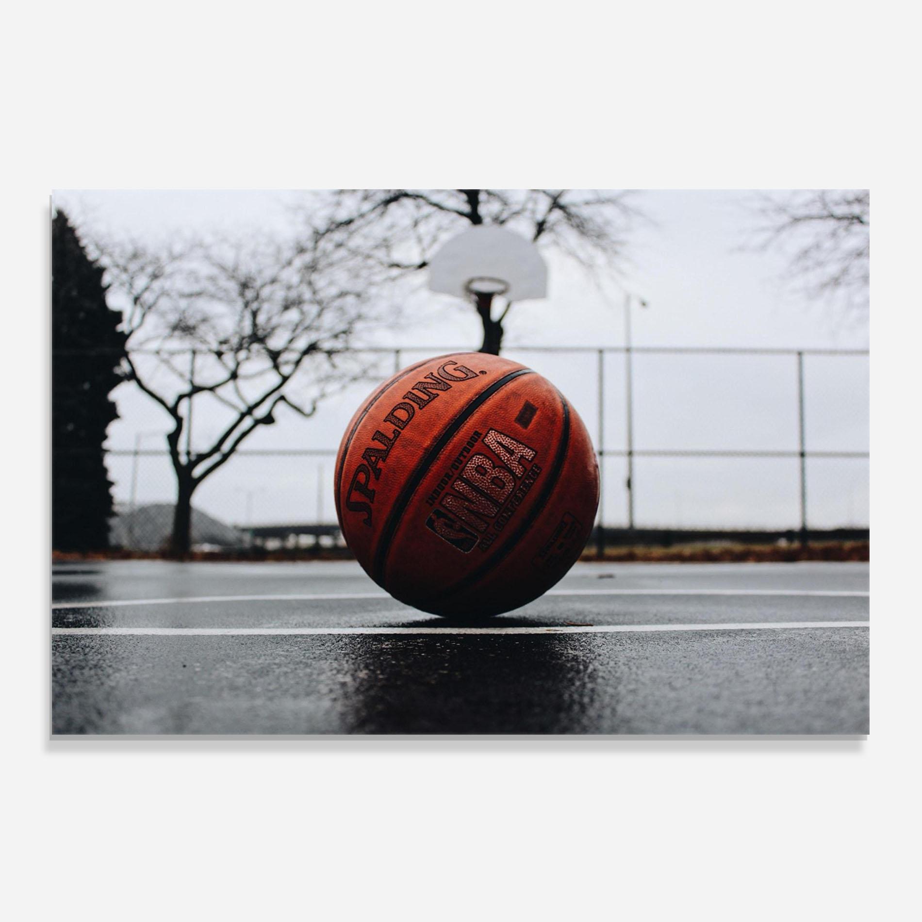 Panou Sticla Bucatarie Orange Basketball On Grey mockup 0