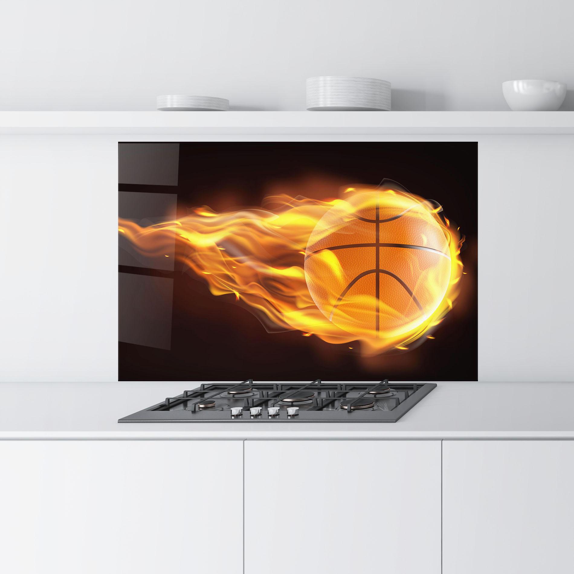 Panou Sticla Bucatarie Basketball On Fire mockup 9